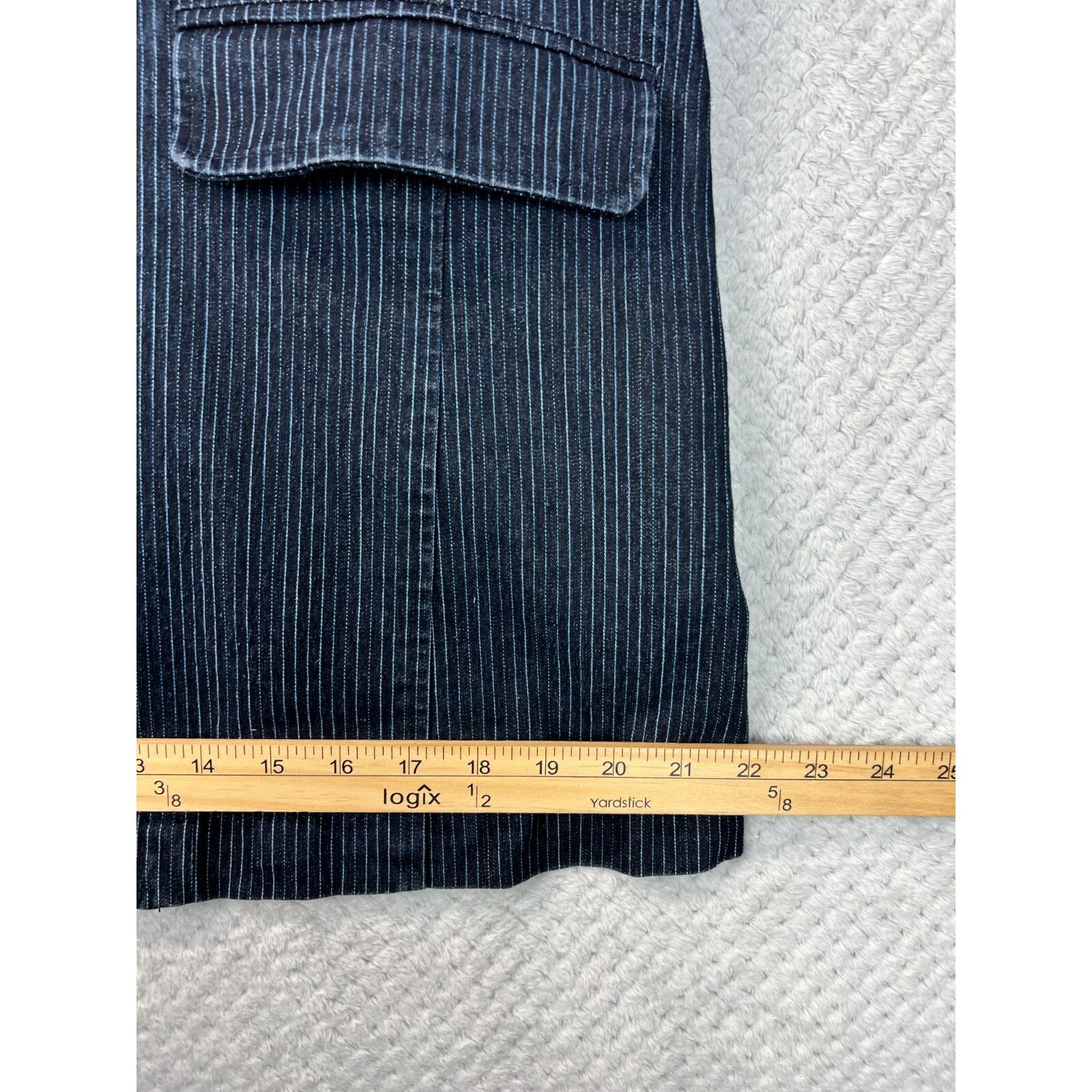 Louis Philippe Louis Philippe Denim Blazer Men Large Striped Vented Jacket Size US L / EU 52-54 / 3 - 10 Thumbnail