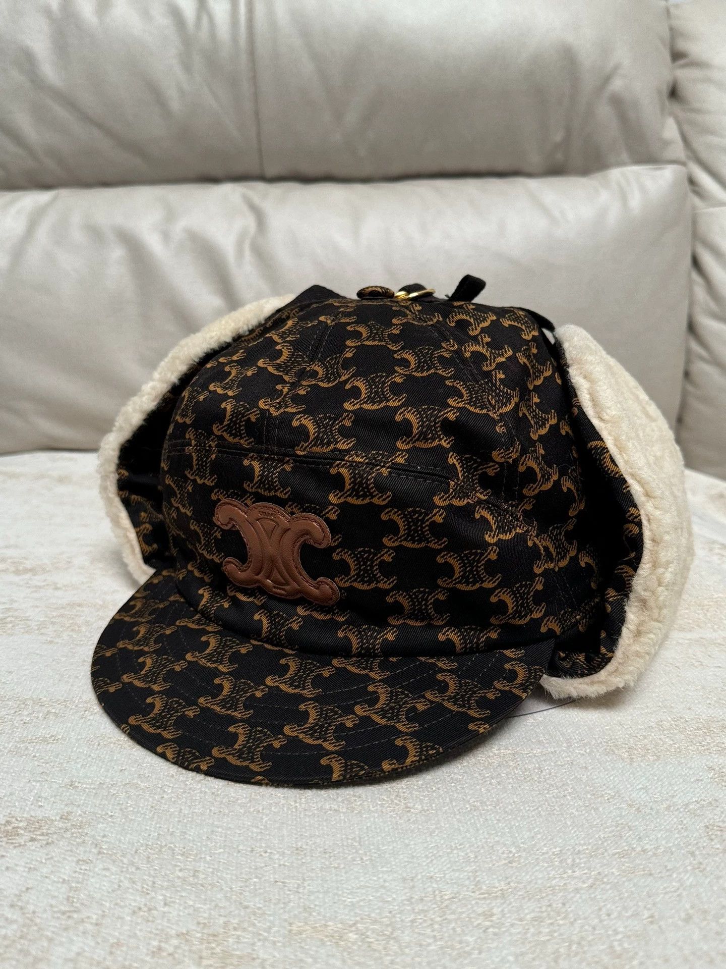 Celine Celine Bomber Hat Allover Triomphe Logo Brown S Size ONE SIZE - 1 Thumbnail