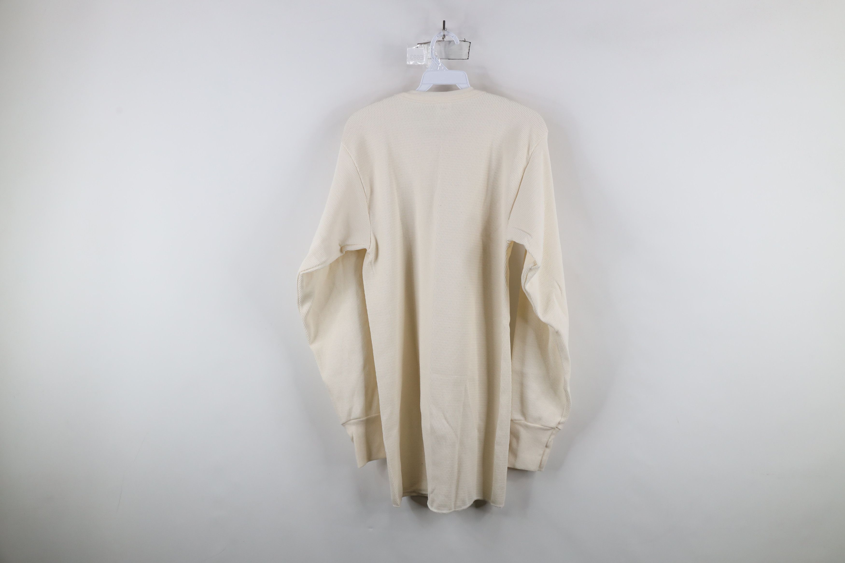 Vintage Vintage 90s Streetwear Waffle Knit Long Sleeve T-Shirt Cream Size US XL / EU 56 / 4 - 9 Thumbnail