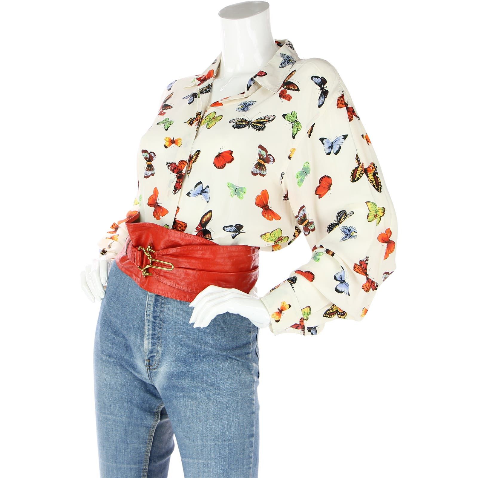 image of Vintage Red Leather Cinch Belt, Women's
