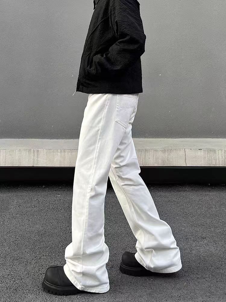 Japanese Brand × Jean Street Vintage White Straight Leg Micro Flare Jeans Size US 33 - 3 Thumbnail