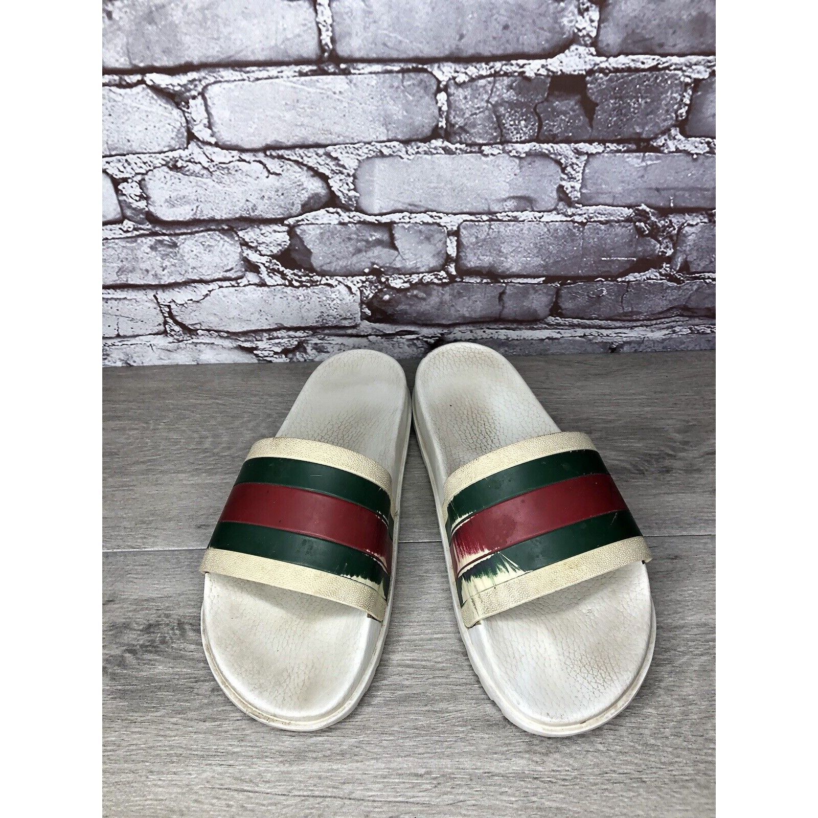 Gucci GUCCI Web White Rubber Logo Casual Slides Designer Sandals M Size US 11 / EU 44 - 2 Thumbnail