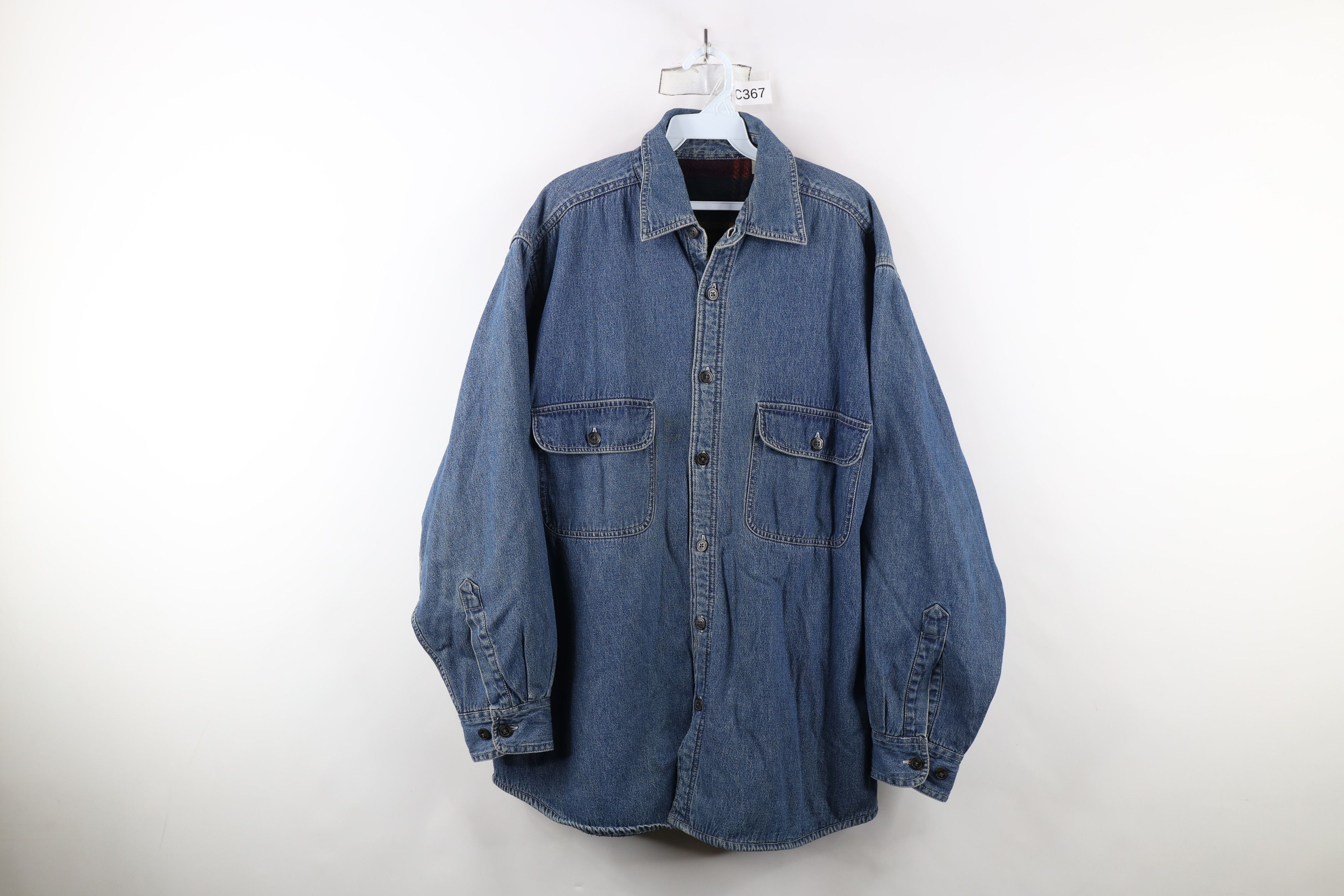 Vintage Vintage 90s Streetwear Jean Button Shirt Jacket Jac Shirt Size US L / EU 52-54 / 3 - 1 Thumbnail