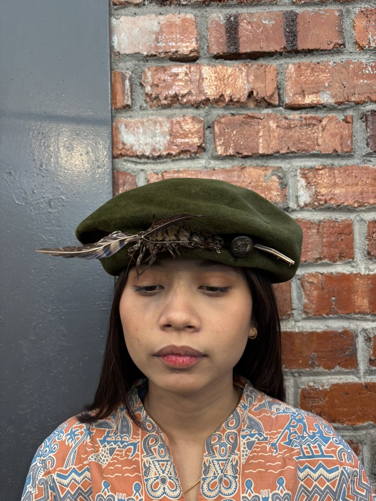 Vintage Gucci Beret Feather Hat