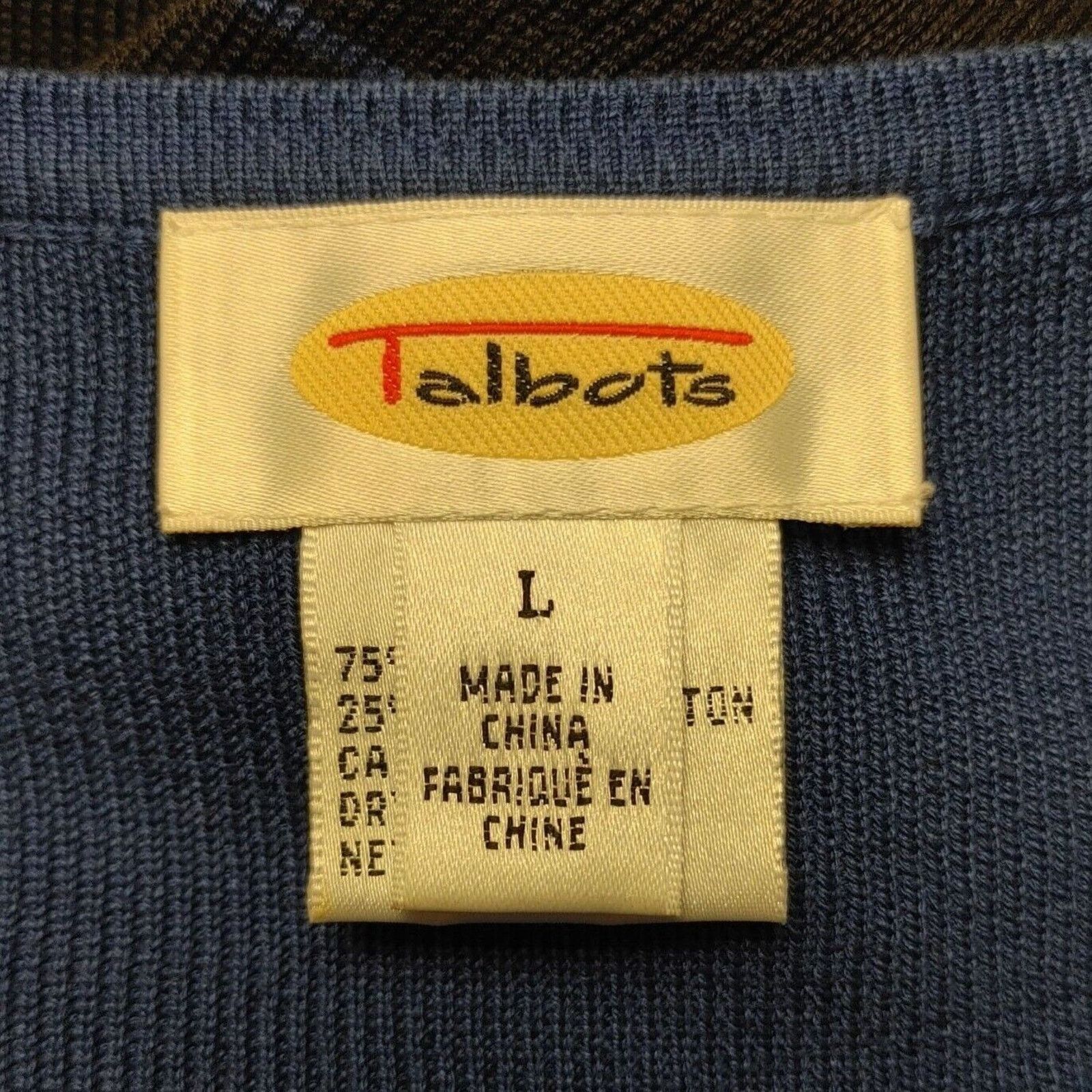 Talbots Talbot's Women's Navy Blue/Black Stripped Long Sleeve Button Size L / US 10 / IT 46 - 3 Thumbnail
