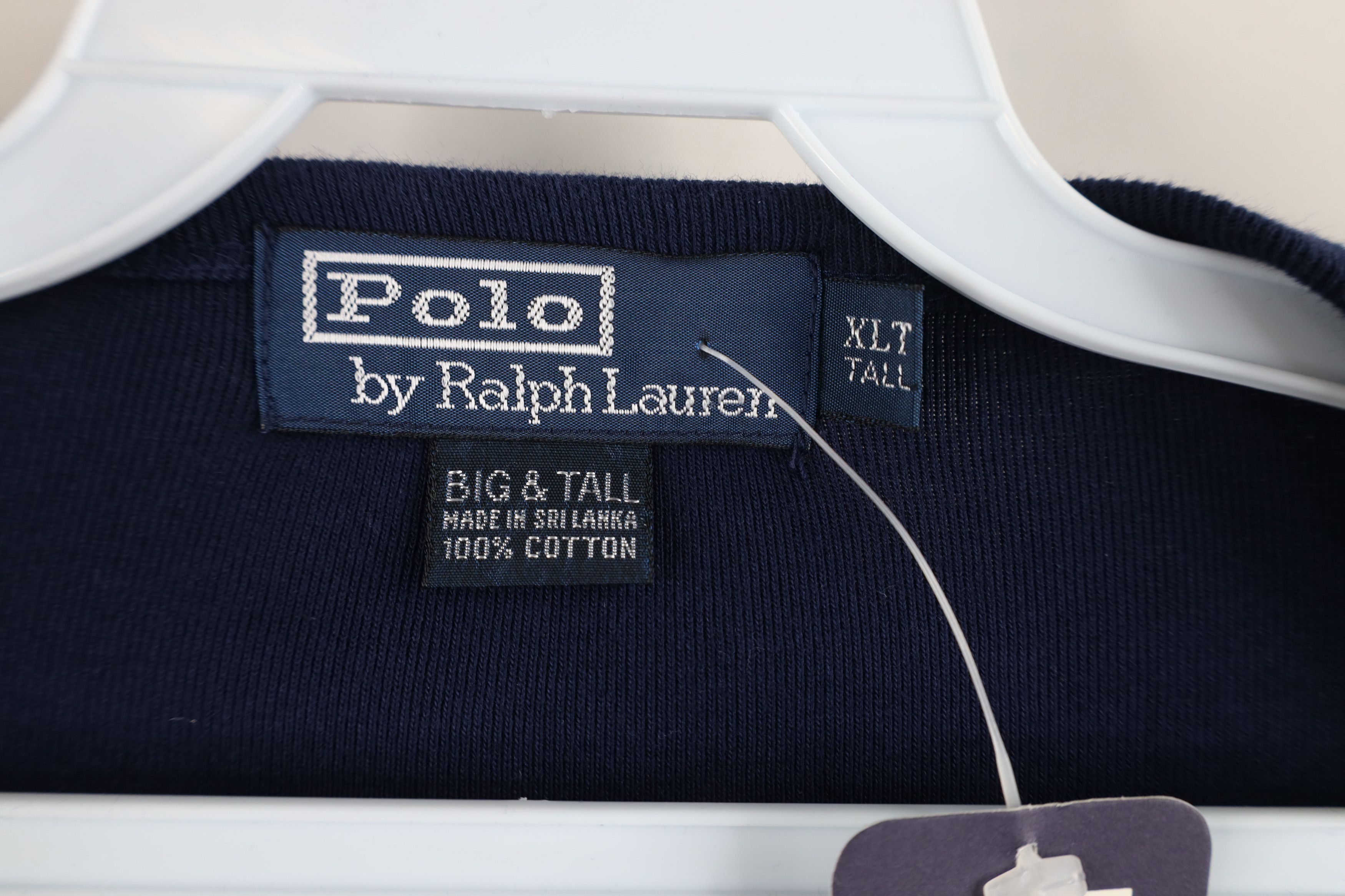 Ralph Lauren × Vintage Deadstock Vintage 90s Ralph Lauren V-Neck T-Shirt Navy Blue Size US XL / EU 56 / 4 - 6 Thumbnail