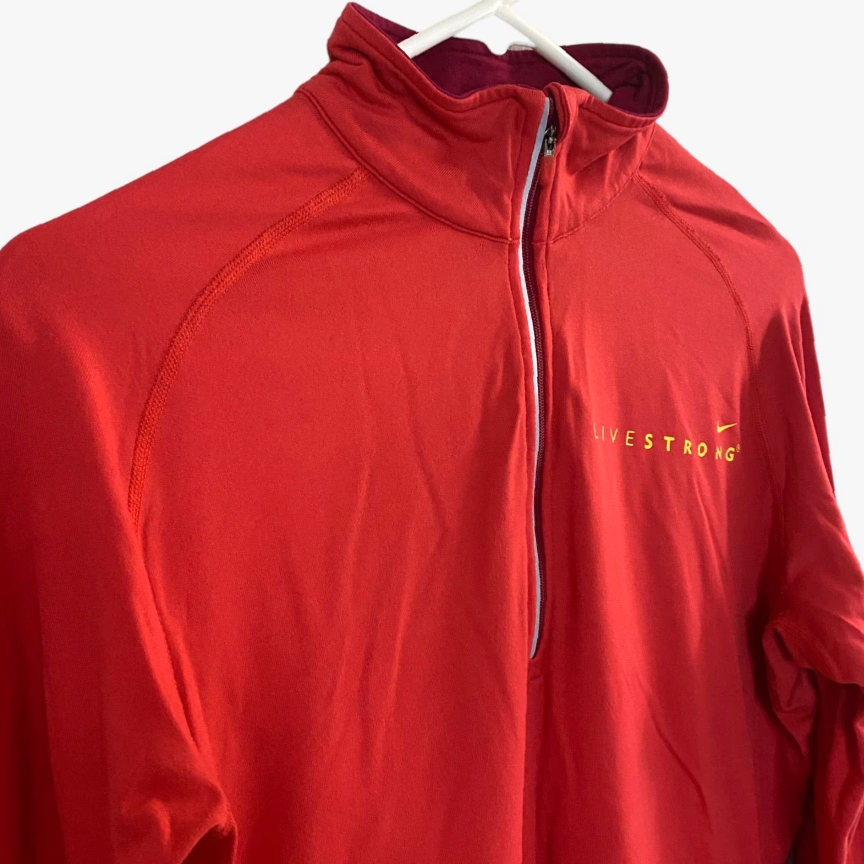 Nike VINTAGE Nike Livestrong Dri-FIT Training 1/4 Zip Pullover Shirt Red Womens Large L Size L / US 10 / IT 46 - 4 Thumbnail