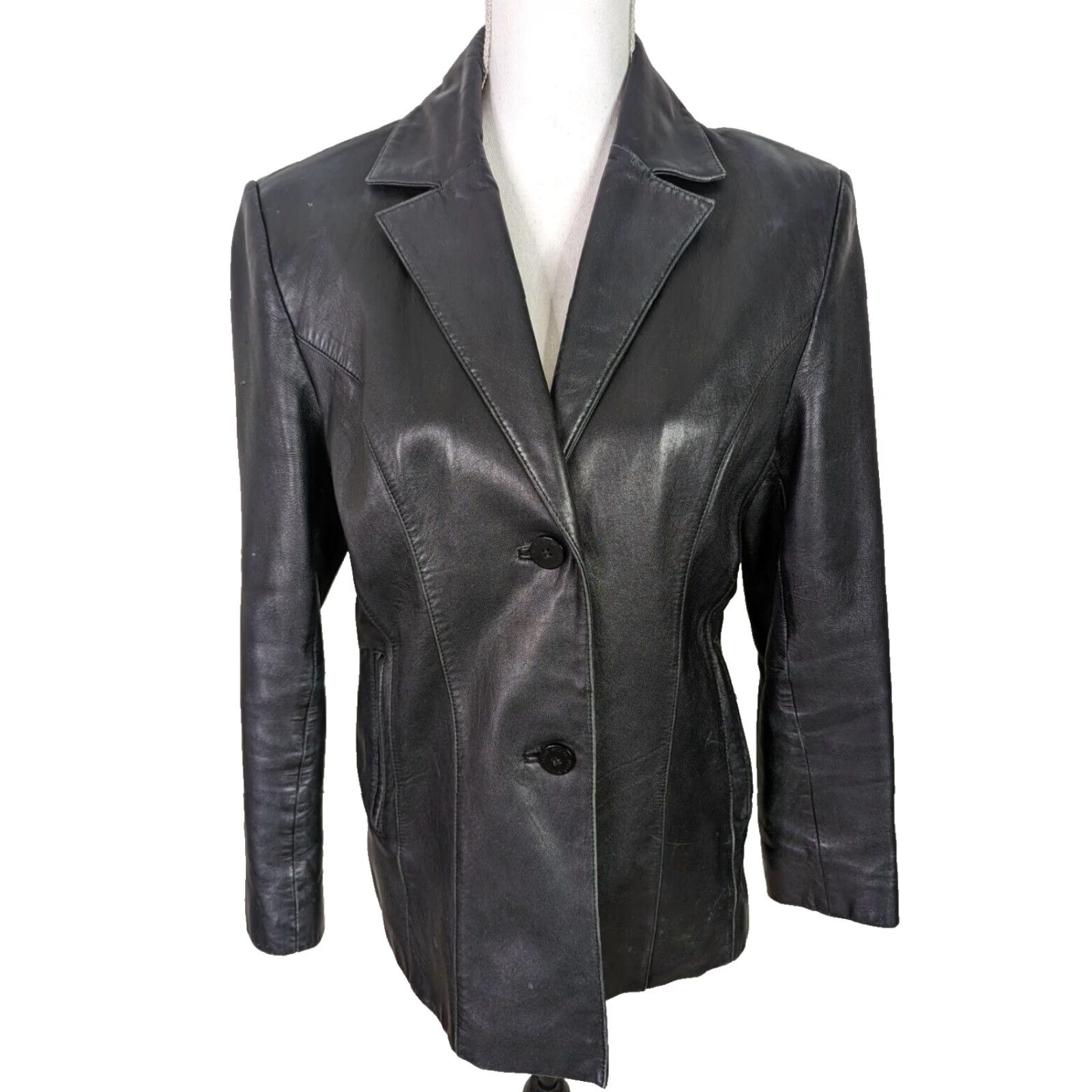 Vintage VINTAGE Wilsons Leather Black Jacket Womens Medium Blazer Motorcycle Biker Shirt? Size M / US 6-8 / IT 42-44 - 2 Thumbnail
