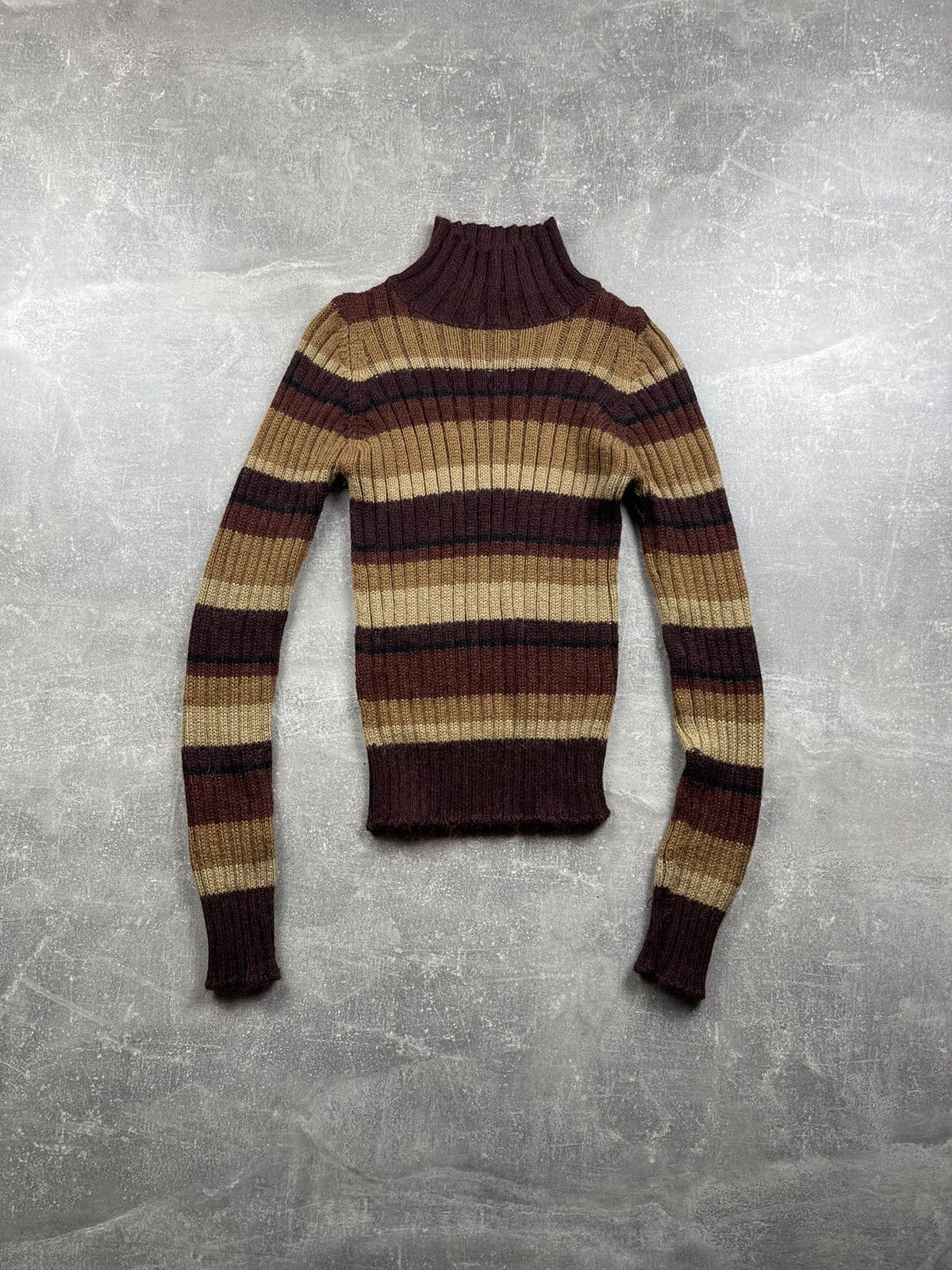 Dolce & Gabbana Dolce&Gabbana Vintage Striped Ribbed Wool Turtleneck Sweater Size XS / US 0-2 / IT 36-38 - 2 Thumbnail