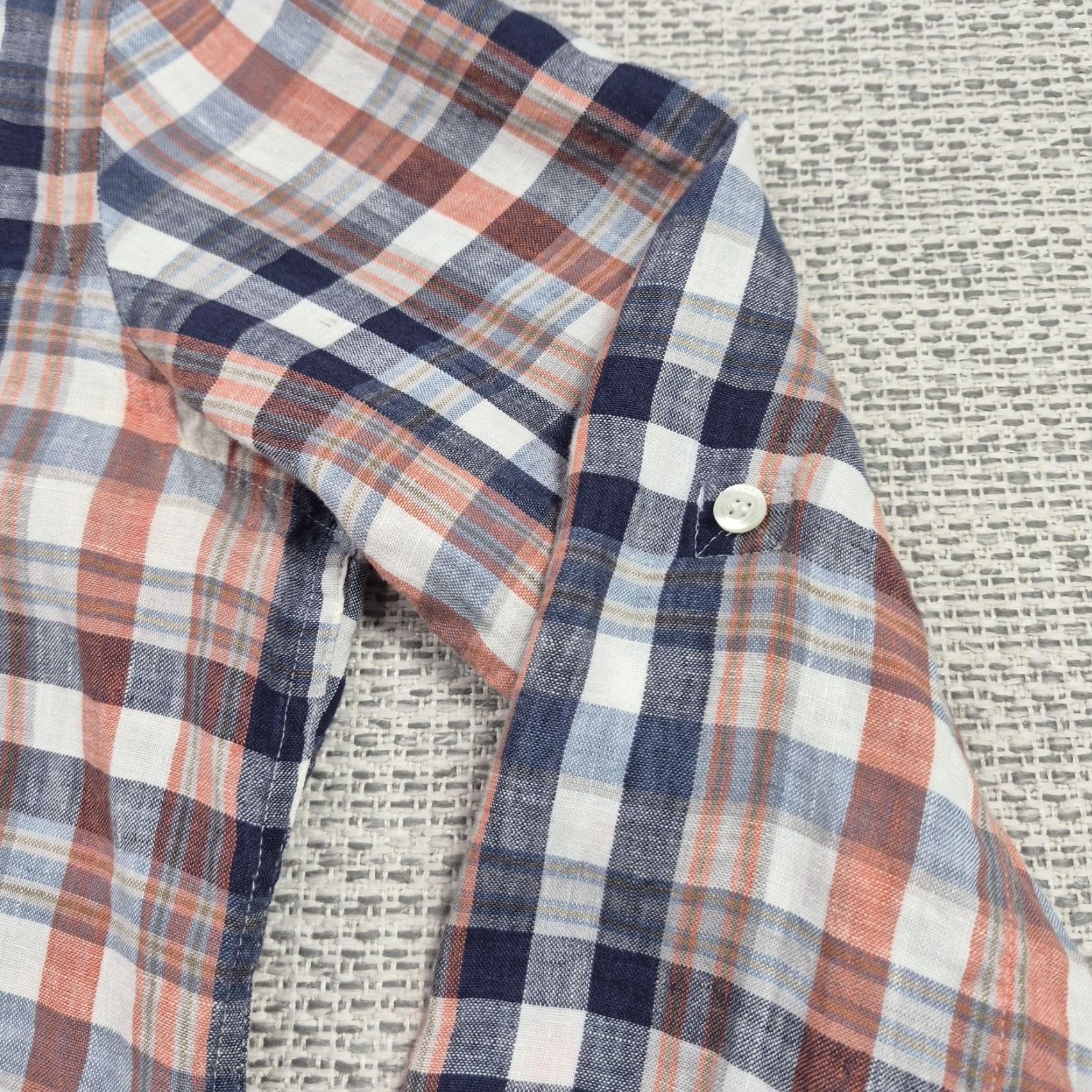 Murano Murano Baird Mcnutt Shirt Mens XL Button Up Plaid Linen Slim Fit Long Sleeve Multicolor Size US XL / EU 56 / 4 - 4 Thumbnail