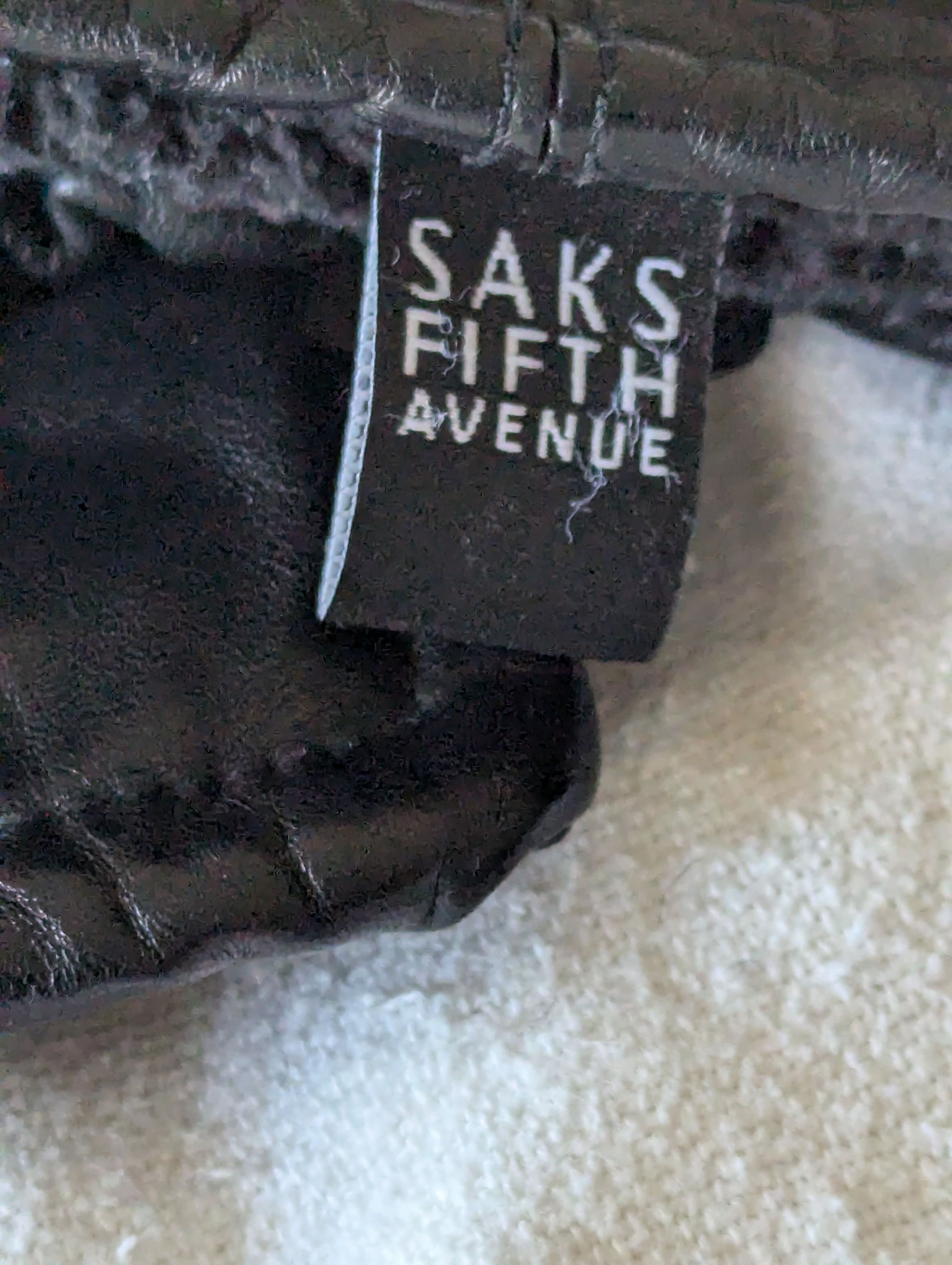 Saks Fifth Avenue Leather Glove Black with Wool Liner Size ONE SIZE - 3 Thumbnail
