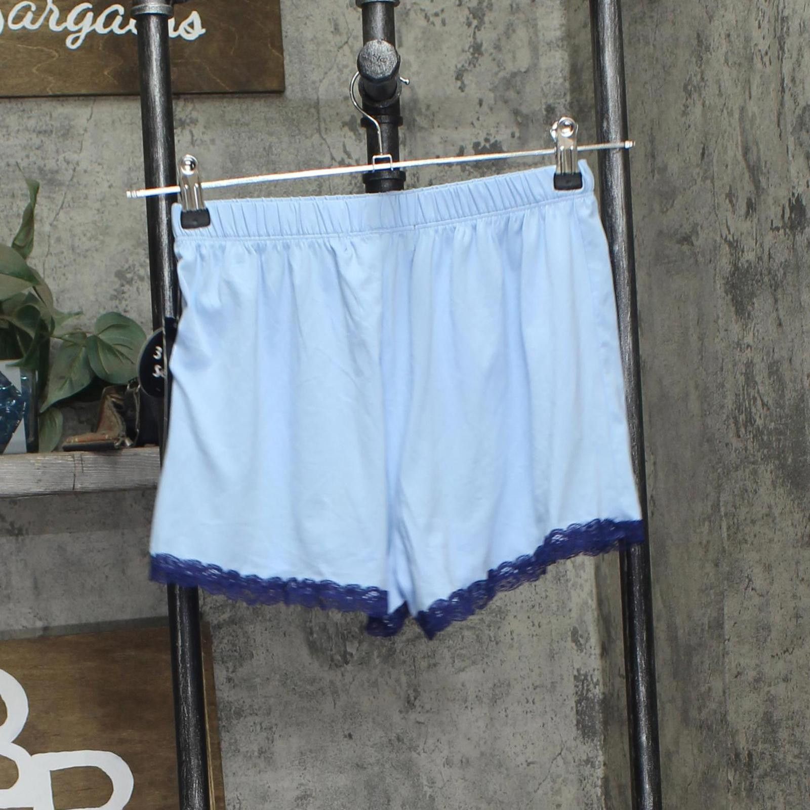 Other New Star Dust Knit Bralette Shorts Pajama Set Light Blue M Size ONE SIZE - 5 Thumbnail