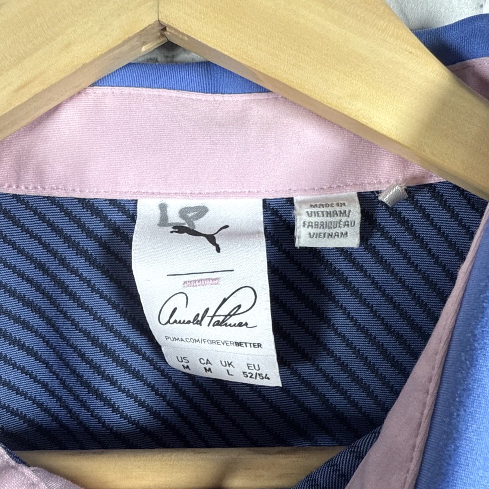 Puma PUMA Arnold Palmer Big Cedar Blue Striped Polo Shirt Mens Size M Size US M / EU 48-50 / 2 - 3 Thumbnail