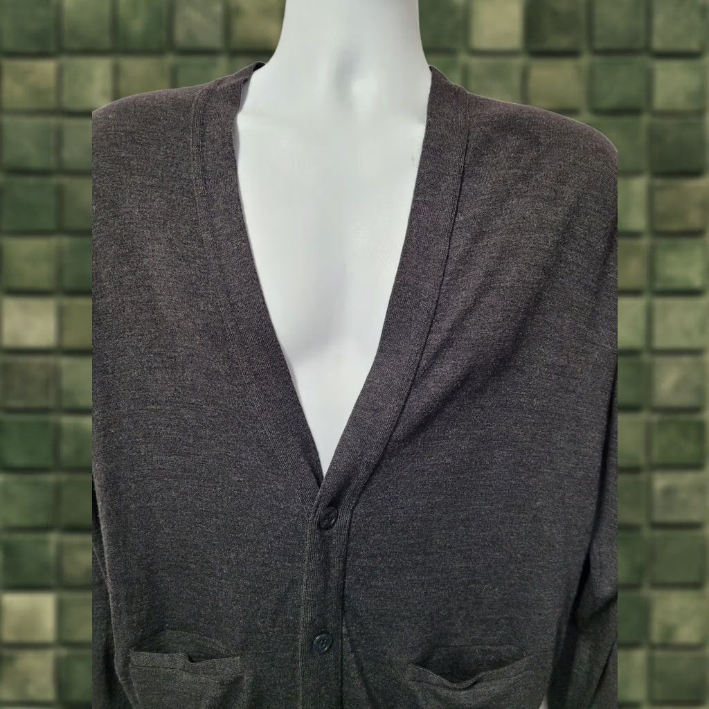 Vintage Harrods Cardigan Men’s 42 Black Wool V-Neck Pockets England Heathered, Men's (Size Xl)