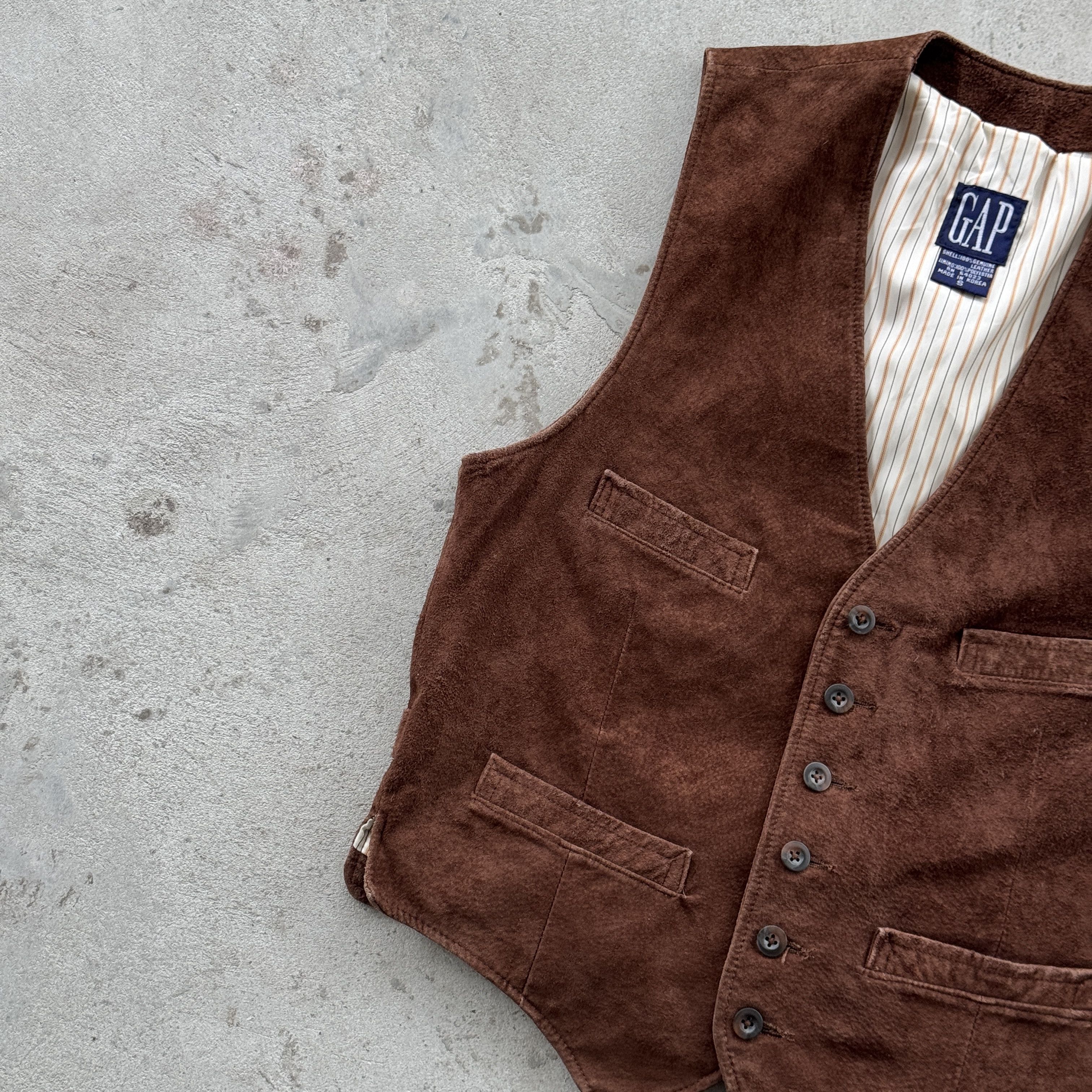 Gap Vintage GAP Genuine Suede Leather Vest Brown Gilet Y2K Size US S / EU 44-46 / 1 - 4 Thumbnail
