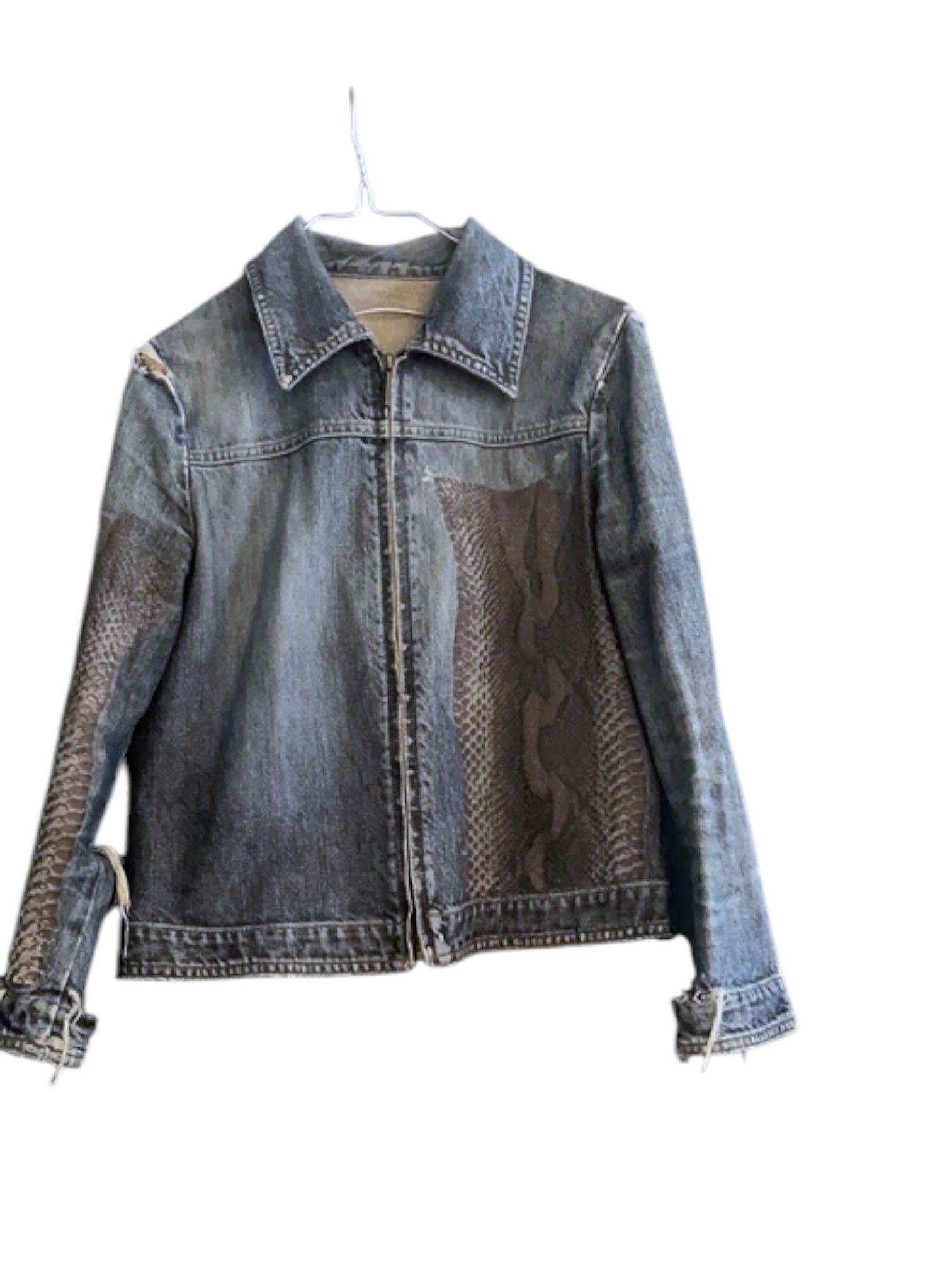 Just Cavalli Roberto Cavalli Python Paneled Denim Jacket, Early 2000s Size S / US 4 / IT 40 - 1 Thumbnail