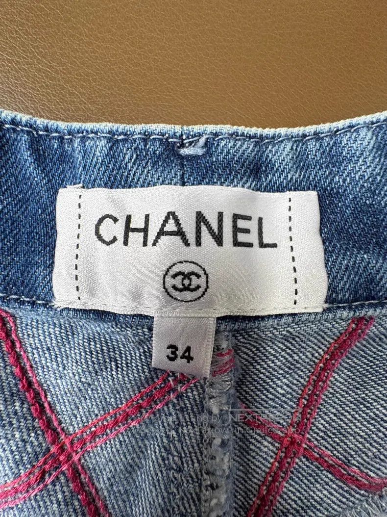 Chanel Chanel Diamond check denim shorts Size 42" / US 20 - 6 Thumbnail