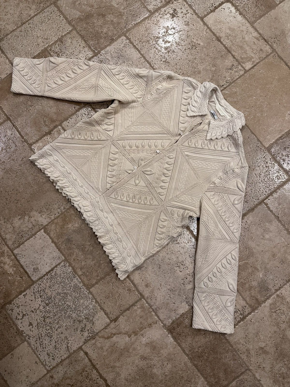 Bode Bode Crochet Frill Collar Overshirt Knit Sweater Jacket Size US XL / EU 56 / 4 - 3 Thumbnail