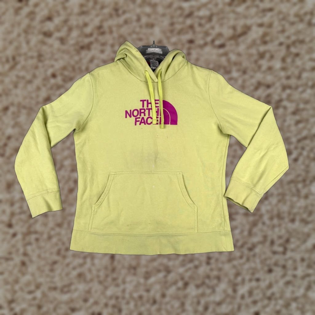 The North Face The North Face Womens Large Yellow Pullover Hoodie Sweatshirt Jers ey Cotton Blend All Seasons Zip Logo Size L / US 10 / IT 46 - 1 Thumbnail