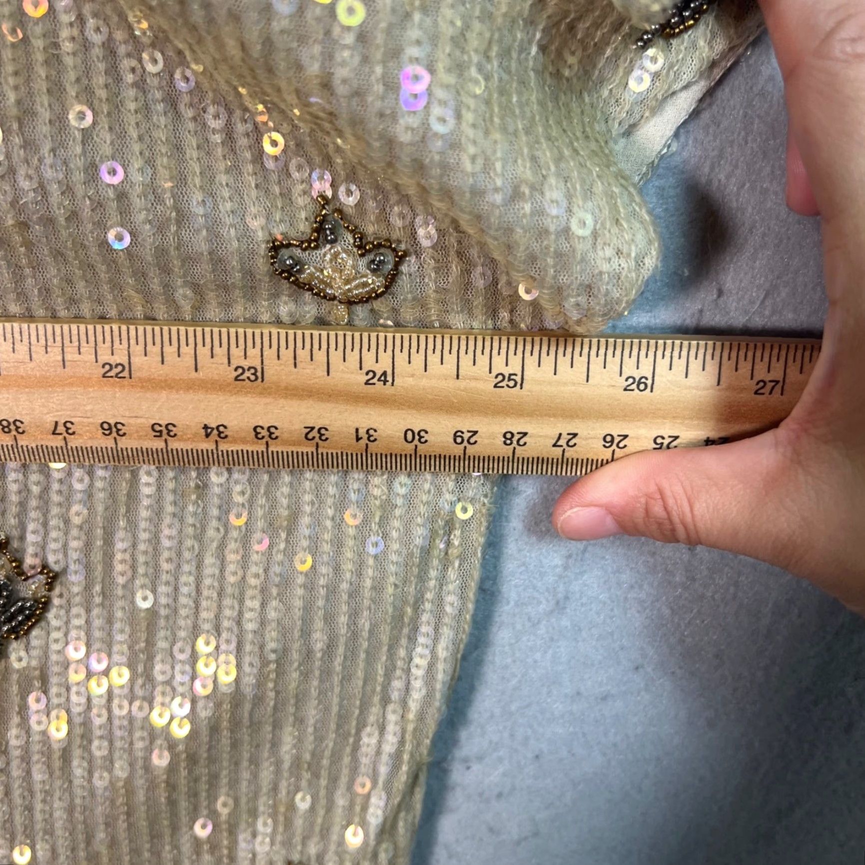 Mango Mango Womens 8 Gold Sequin Embellished Dress Lined Short Sleeves Sheath Party/Cocktail Size 30" / US 8 / IT 44 - 5 Thumbnail