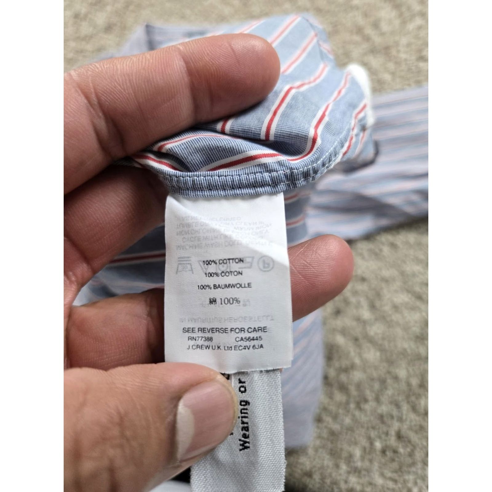 J.Crew J.Crew Ludlow Dress Shirt Mens Large Blue Striped Super 120s Long Sleeve Slim Regular Button-Up Shirt Size 42R - 6 Thumbnail