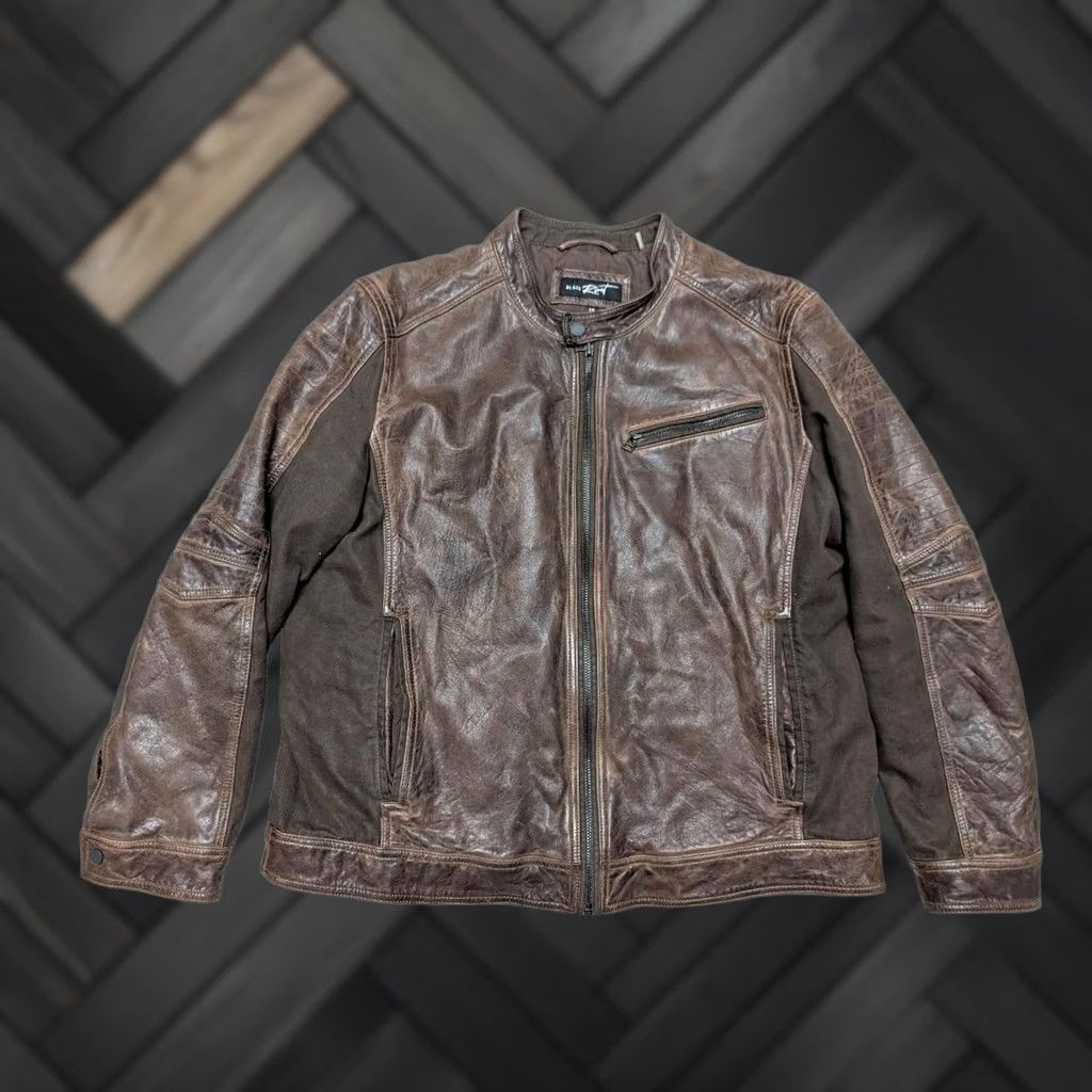 Vintage VINTAGE Black Rivet leather jacket motorcycle Jacket 2XL Brown Mens 48-50 3 pocket patina MAD MAX CAFÉ RACER Y2K vintage motorcycle jacket Size US XXL / EU 58 / 5 - 1 Thumbnail