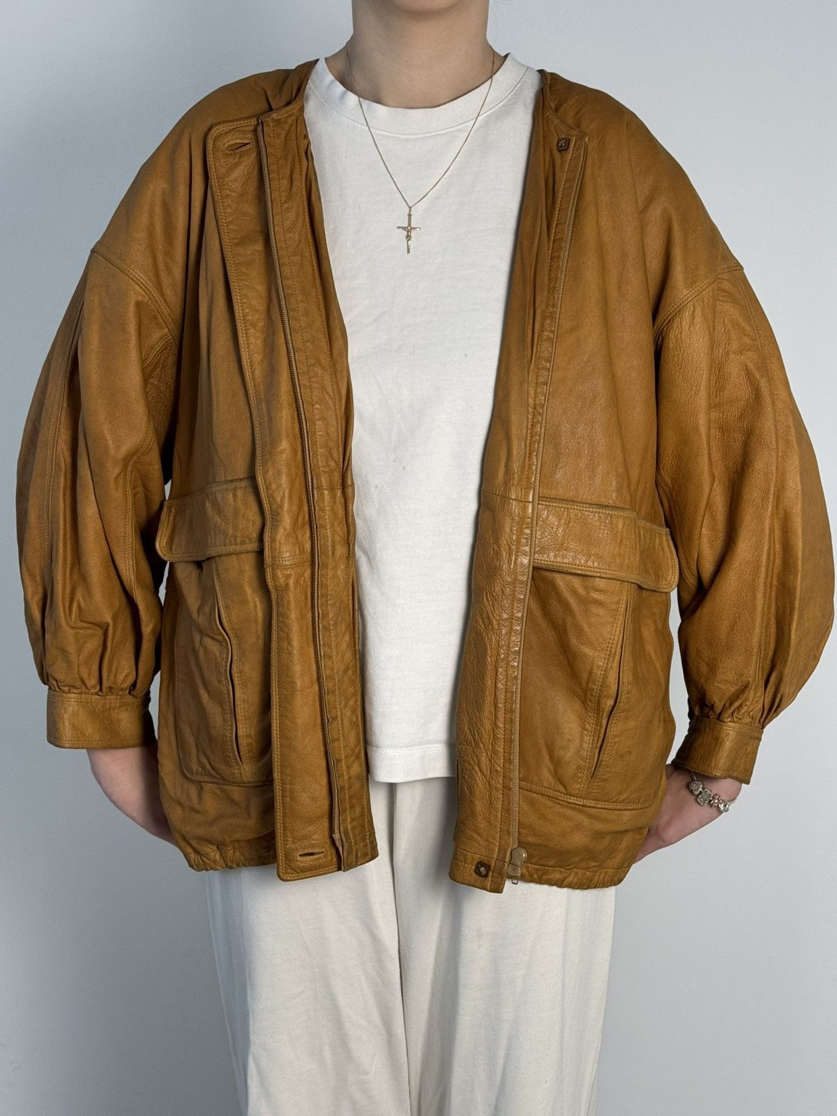 Jil Sander × Vintage Jil Sander Vintage 90’s Leather Jacket Brown Luxury Y2K Size S / US 4 / IT 40 - 3 Thumbnail