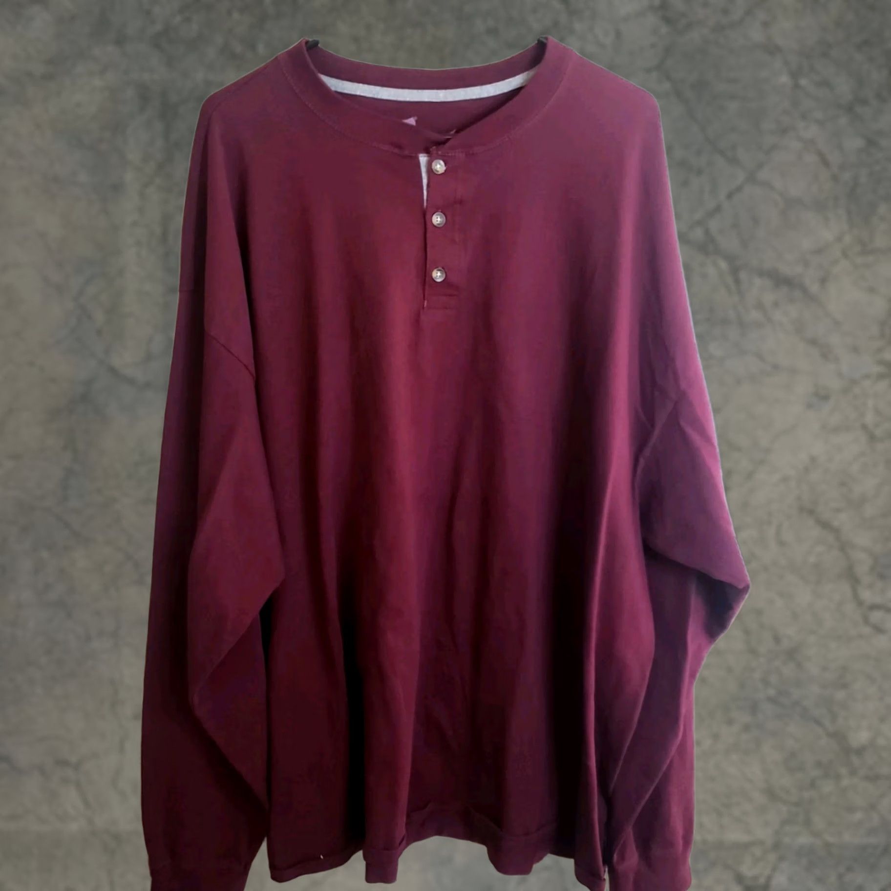 Hanes Hanes Men's Beefy-T Henley Shirt 3XL Maroon Cotton Tagless Long-Sleeve Size US XXL / EU 58 / 5 - 1 Thumbnail