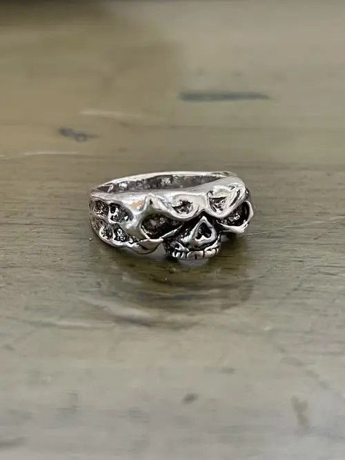 Vintage Stainless Skull Punk Ring Size ONE SIZE - 1 Thumbnail
