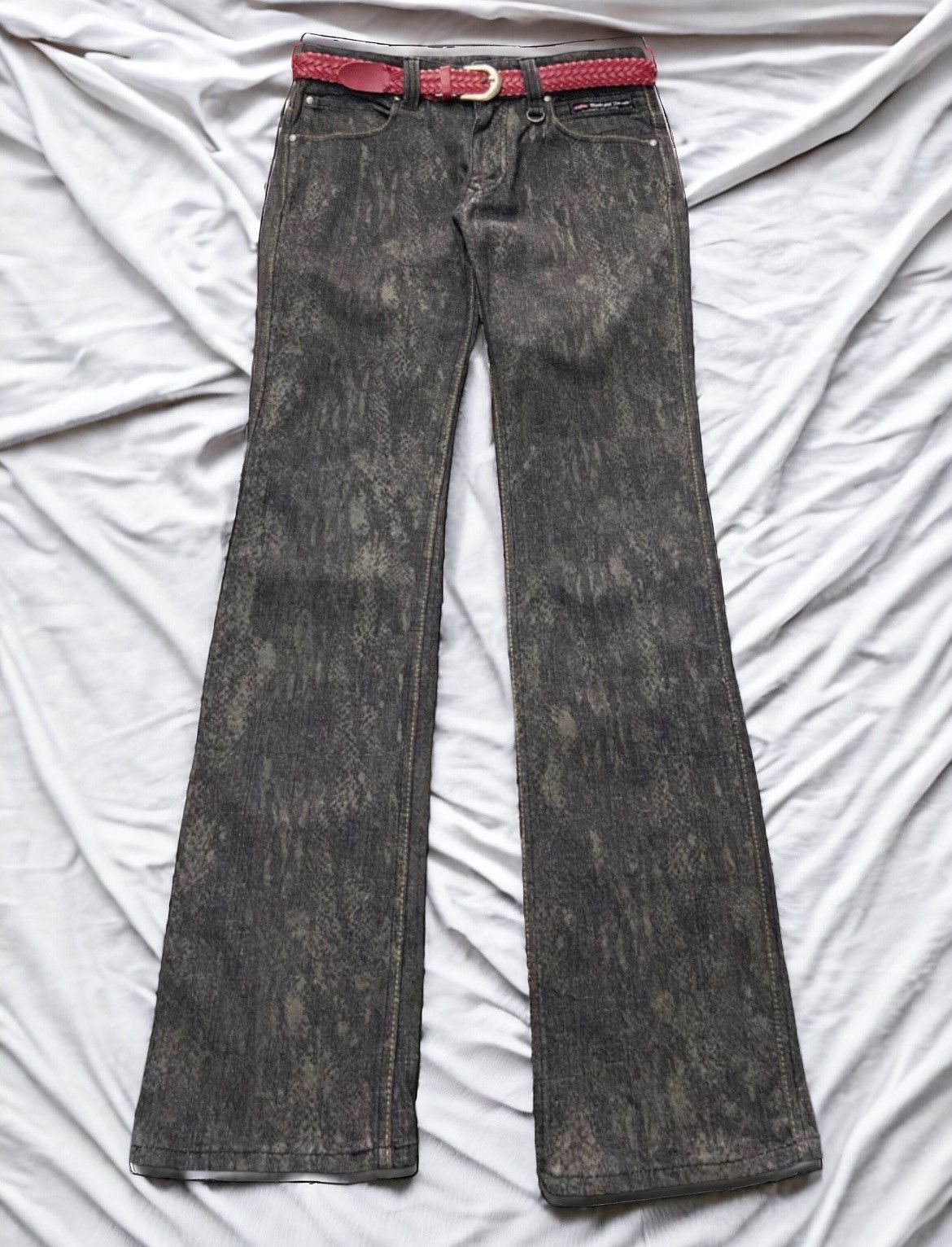 If Six Was Nine × Le Grande Bleu (L.G.B.) × Nicole Club Nicole Club Wax Snake Pattern Denim Jeans With Leather belt Size US 30 / EU 46 - 1 Thumbnail