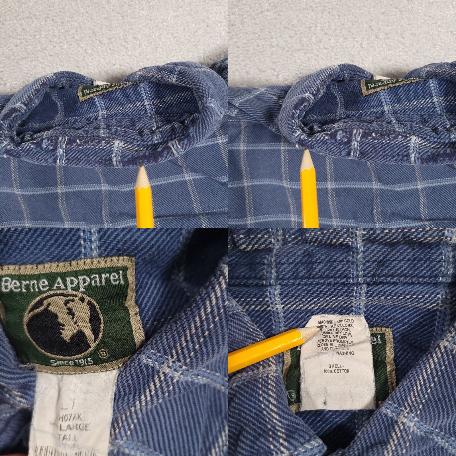 Vintage VINTAGE Berne Apparel Shirt Mens LT Button Up Flannel Shacket Shirt Jacket Heavy Blue Size US L / EU 52-54 / 3 - 9 Thumbnail