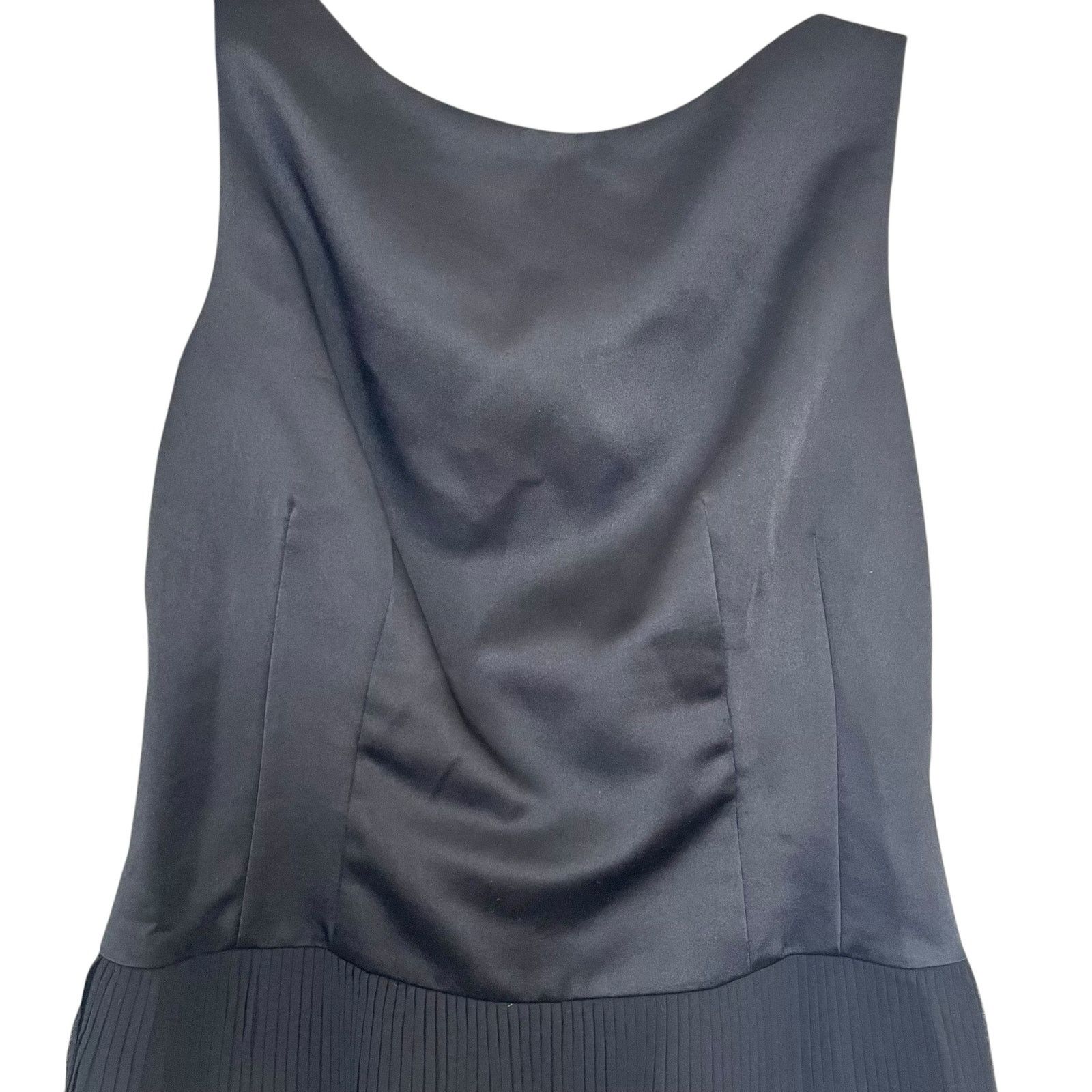 RED Valentino RED Valentino Black Satin Pleated Lace Panel Cocktail Dress Size M / US 6-8 / IT 42-44 - 4 Thumbnail