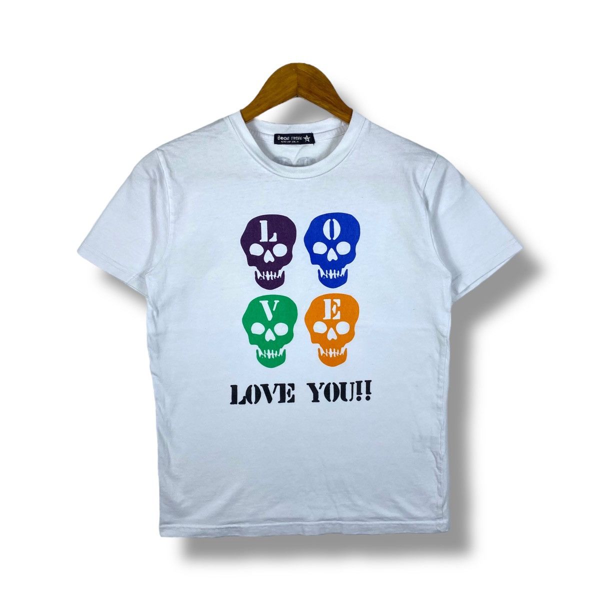 Japanese Brand Japanese Brand BEAU MERE Power Girl LOVE Skulls Graphic Tee Size M / US 6-8 / IT 42-44 - 1 Thumbnail