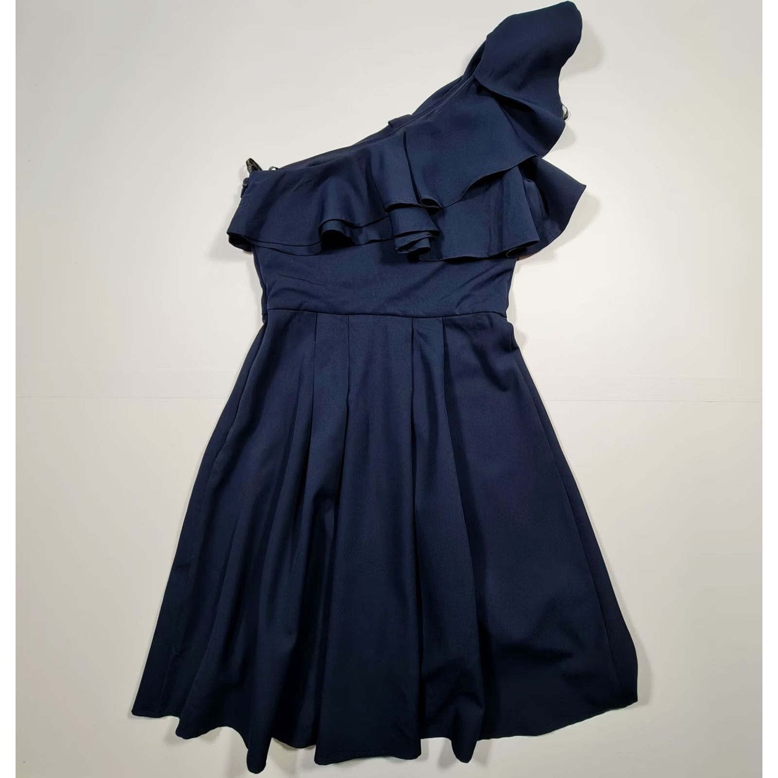 Vintage CHI CHI LONDON Womens Dress Navy Blue 10 One Shoulder Sleeveless A-Line Knee Length Dress Size L / US 10 / IT 46 - 4 Thumbnail