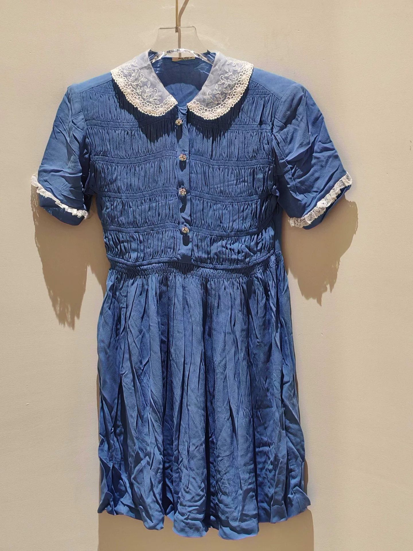 Miu Miu Miu Miu Blue Lace Collar Dress Size S / US 4 / IT 40 - 1 Thumbnail