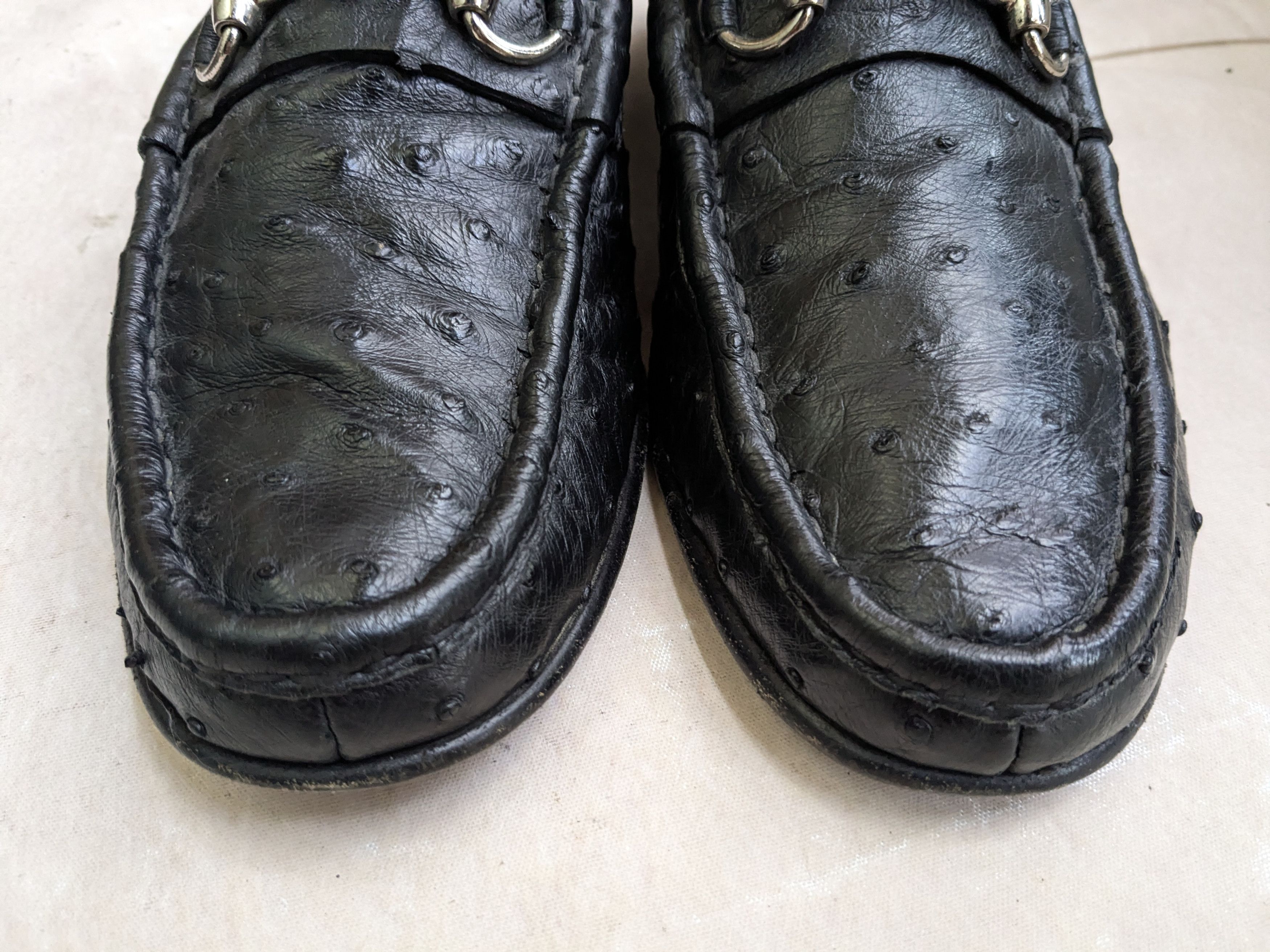 Gucci Gucci Horsebit Loafers Black Ostrich 8 D Leather Slip On Size US 8 / EU 41 - 4 Thumbnail