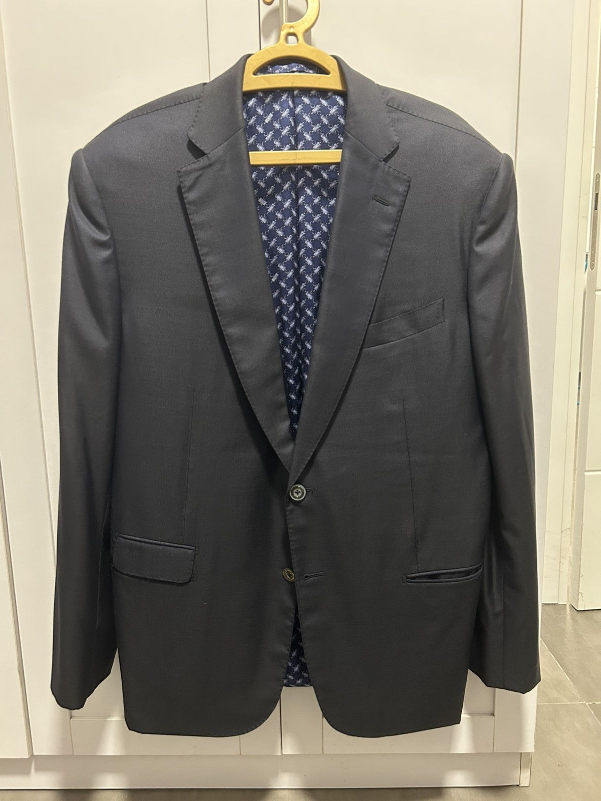 Zilli Zilli Dark Blue Mens Wool Silk Blazer Size 56 Size 54L - 1 Thumbnail