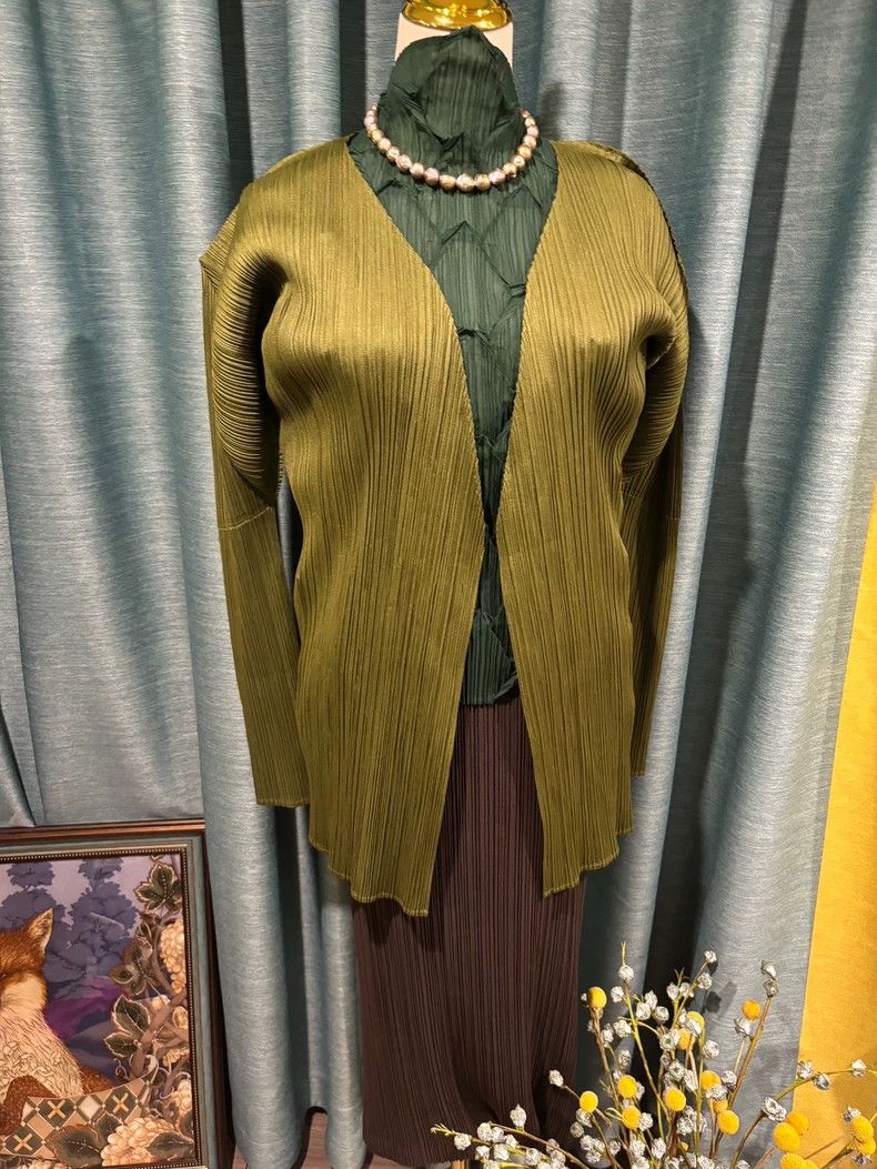 Issey Miyake issey miyake size:4 A long green cardigan Size XXS / US 00 / IT 34 - 1 Thumbnail