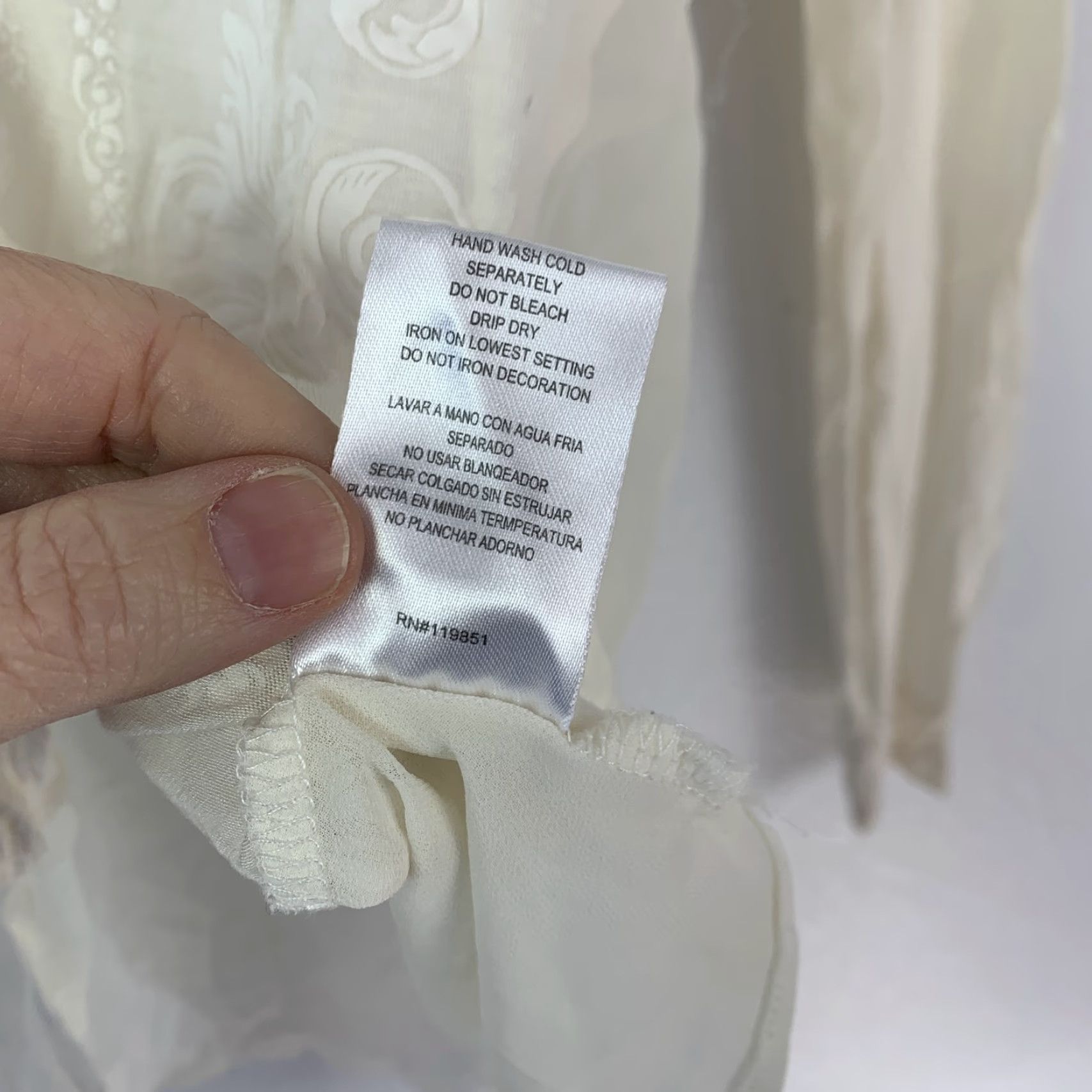 Vintage mnk Women's Ivory Blouse Long Sleeve Sheer High-Low Tunic Size S Boho Embroidered Crew Neck Mens Women Girls (Gender: Womens) Size S / US 4 / IT 40 - 7 Thumbnail