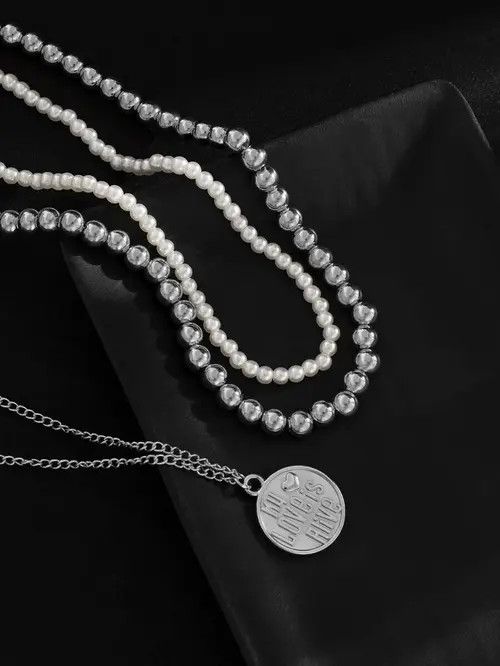 Jewelry × Vintage Retro Punk Necklace Pearl 3pc set Size ONE SIZE - 2 Thumbnail