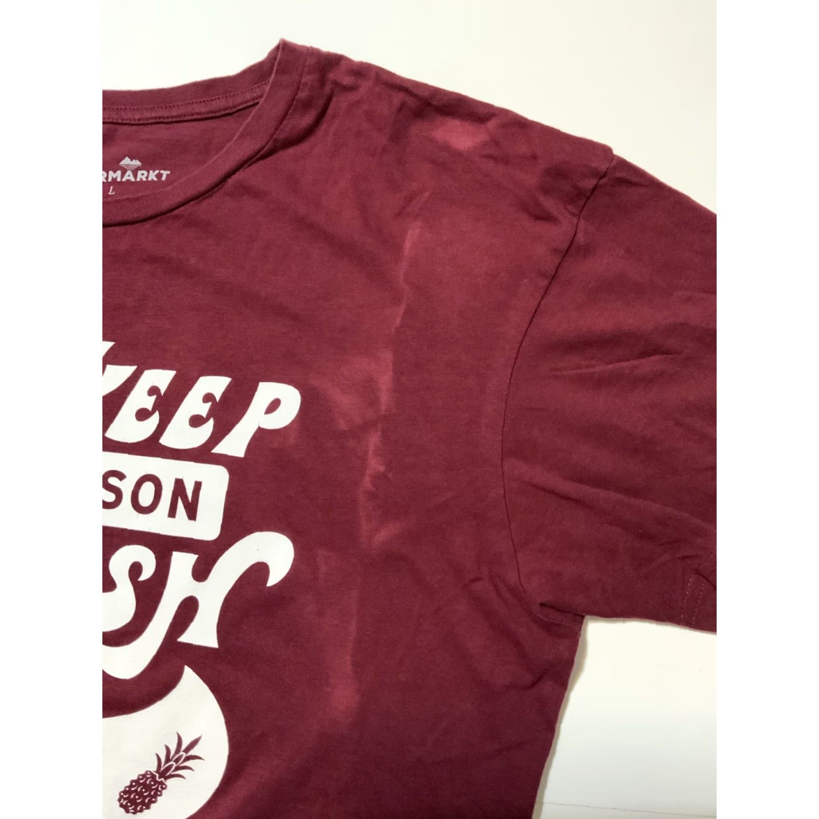 Vintage VINTAGE Suprmarkt T-Shirt Mens Shirt S/S Graphic Keep Slauson Fresh Los Angeles Grocery Maroon Sz. L Size US L / EU 52-54 / 3 - 8 Thumbnail