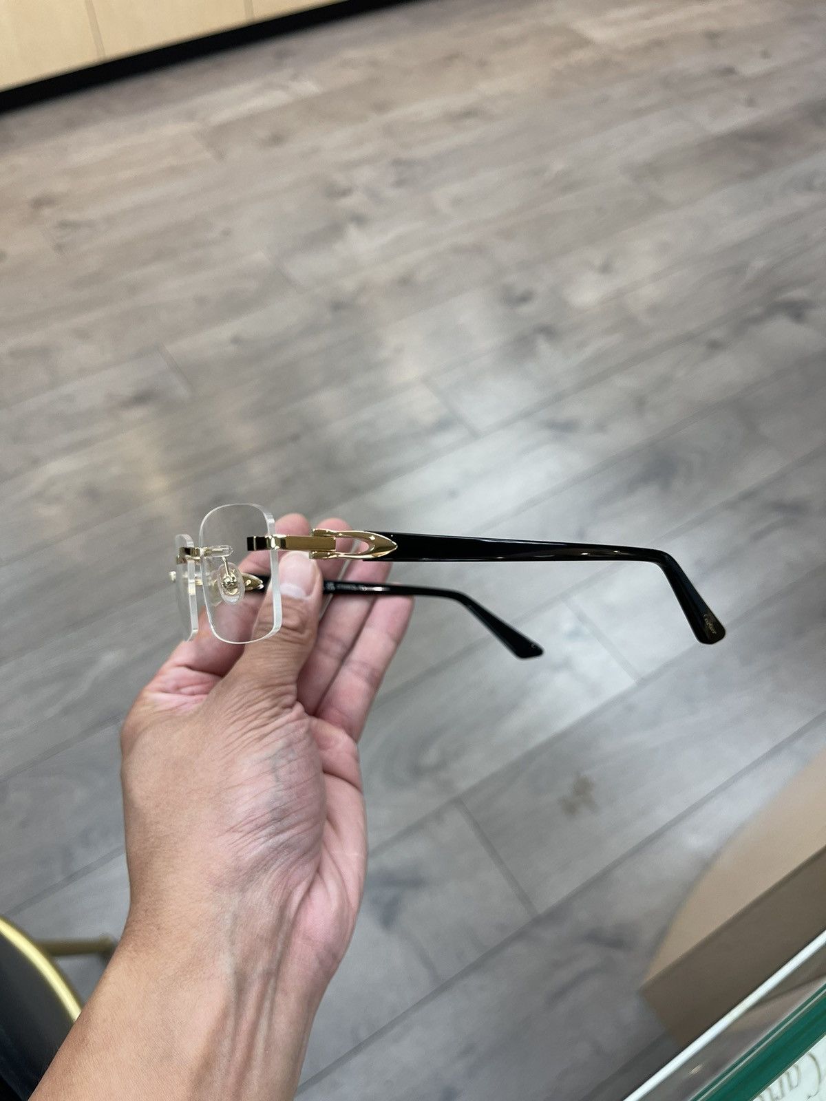 Cartier Cartier Black Acetate Glasses Gold Rimless C Decor White Size ONE SIZE - 4 Thumbnail