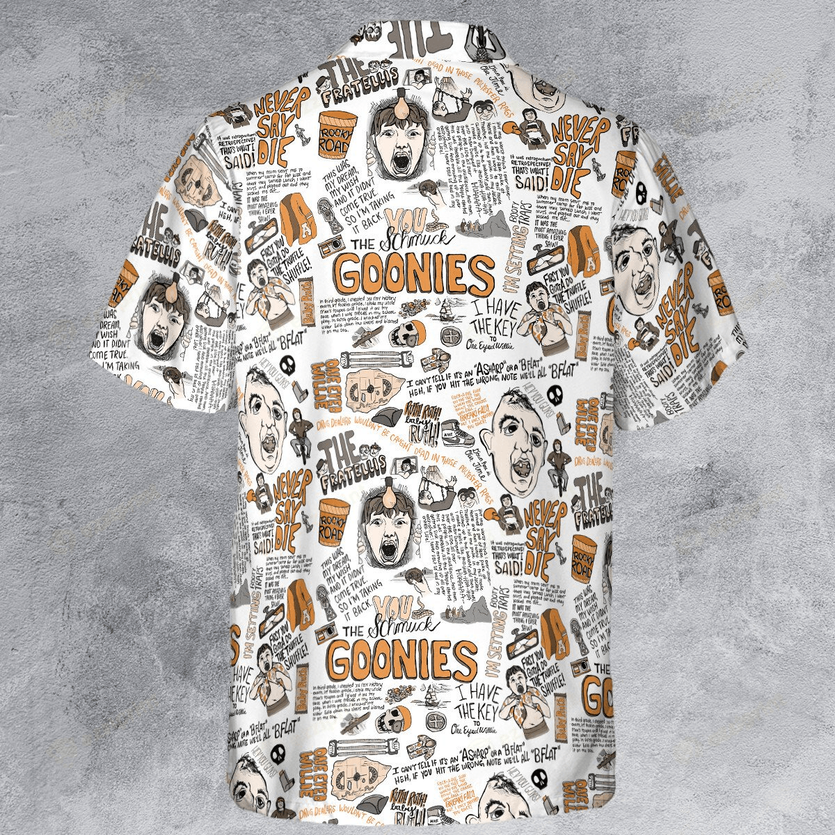 Designer × The Unbranded Brand Shuffled Goonies Never Say Die Button Down Shirt Size US S / EU 44-46 / 1 - 3 Thumbnail