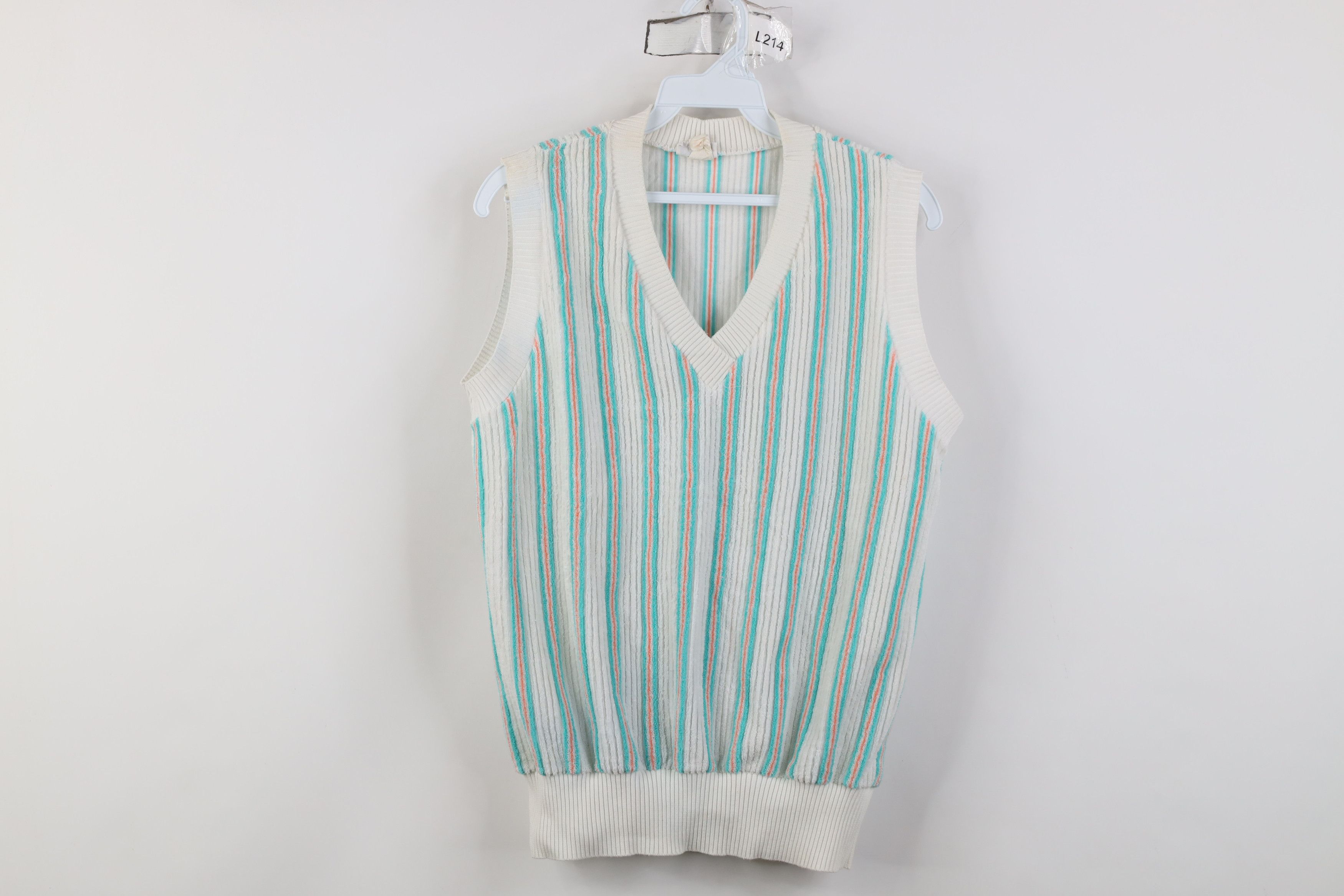 Vintage Vintage 70s Streetwear Striped Terry Cloth Sweater Vest USA Size L / US 10 / IT 46 - 1 Thumbnail