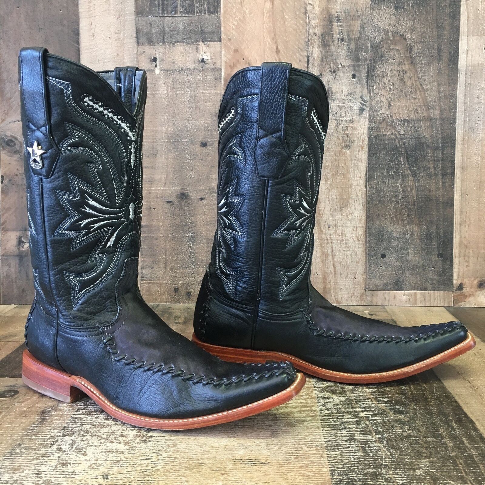 Vintage Los Altos Pointed Toe Western Black Cowboy Boots Mens 8.5 EE Size US 8.5 / EU 41-42 - 1 Thumbnail