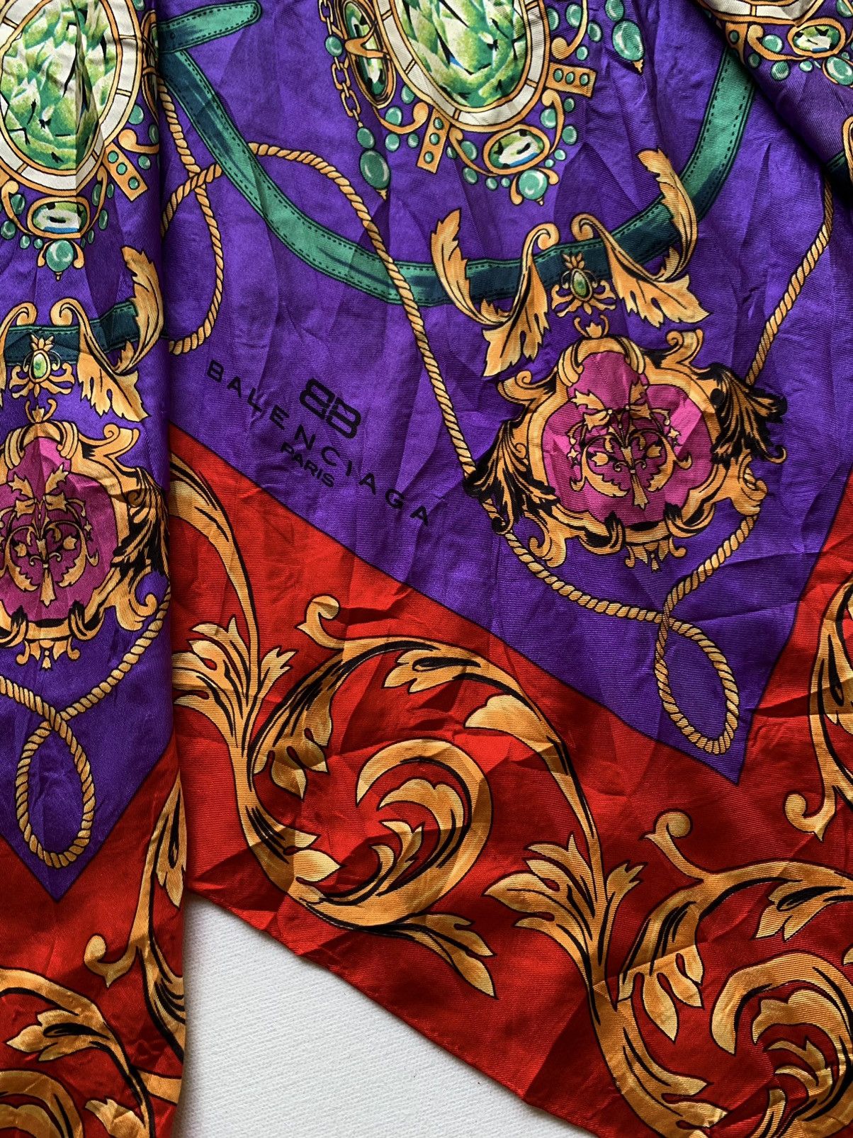 Balenciaga Vintage Balenciaga 34.4 x 34.4 Inches silk scarf Size ONE SIZE - 4 Thumbnail