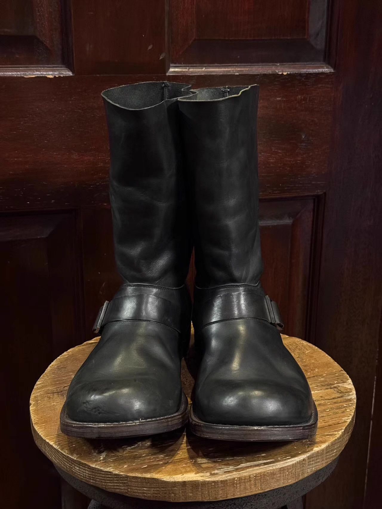 Devoa Devoa Black Buckle Engineer Boots, 100% Calfskin Q25 Size US 8 / EU 41 - 1 Thumbnail
