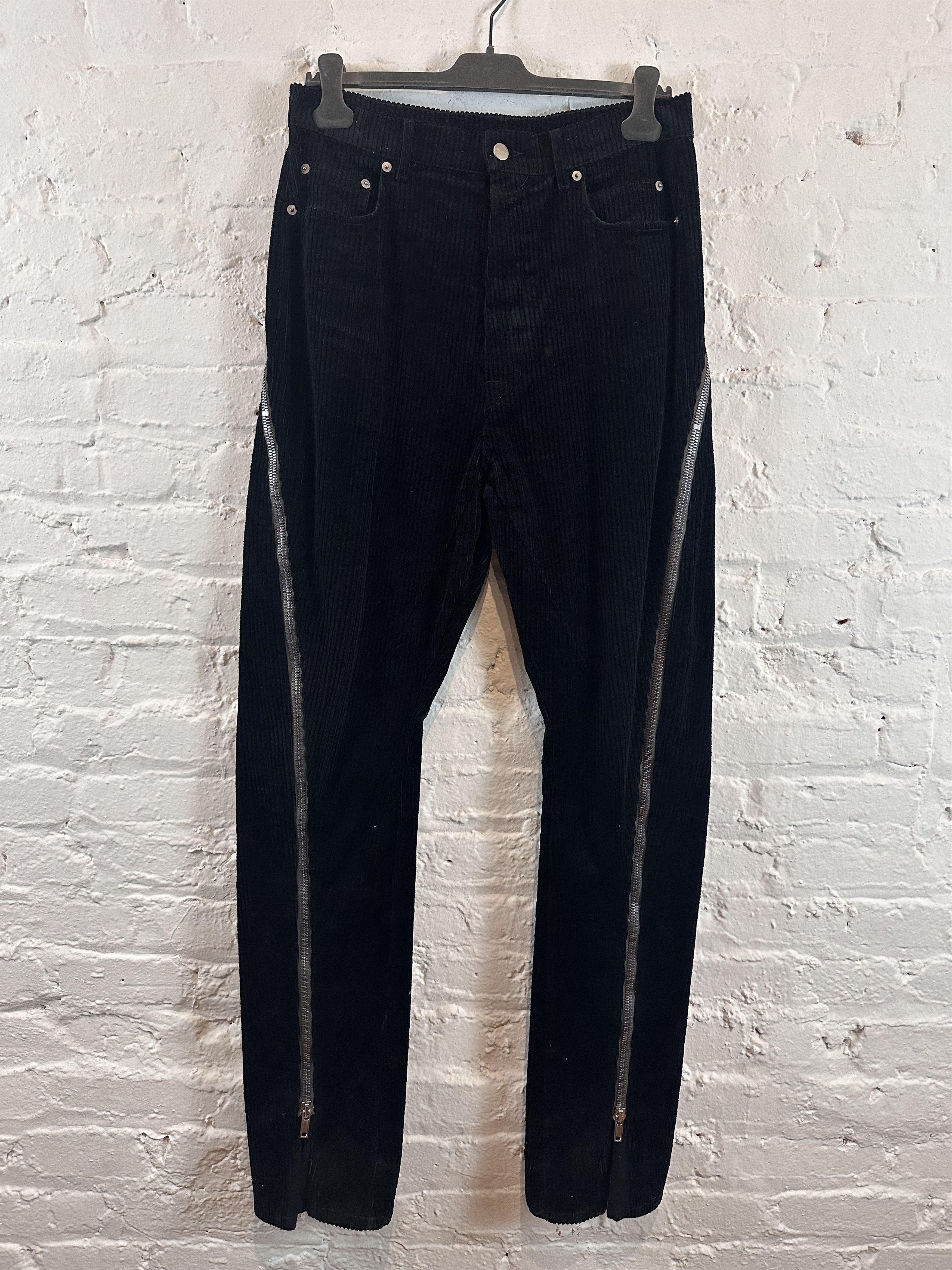 image of Rick Owens Fw22 Strobe Bolan Banana Corduroy Pants in Black, Men's (Size 30)