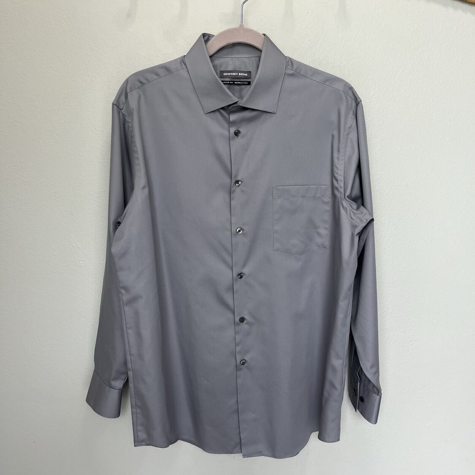 Geoffrey Beene Geoffrey Beene | Gray Wrinkle Free Classic Fit Long Sl Shirt Size US M / EU 48-50 / 2 - 2 Thumbnail