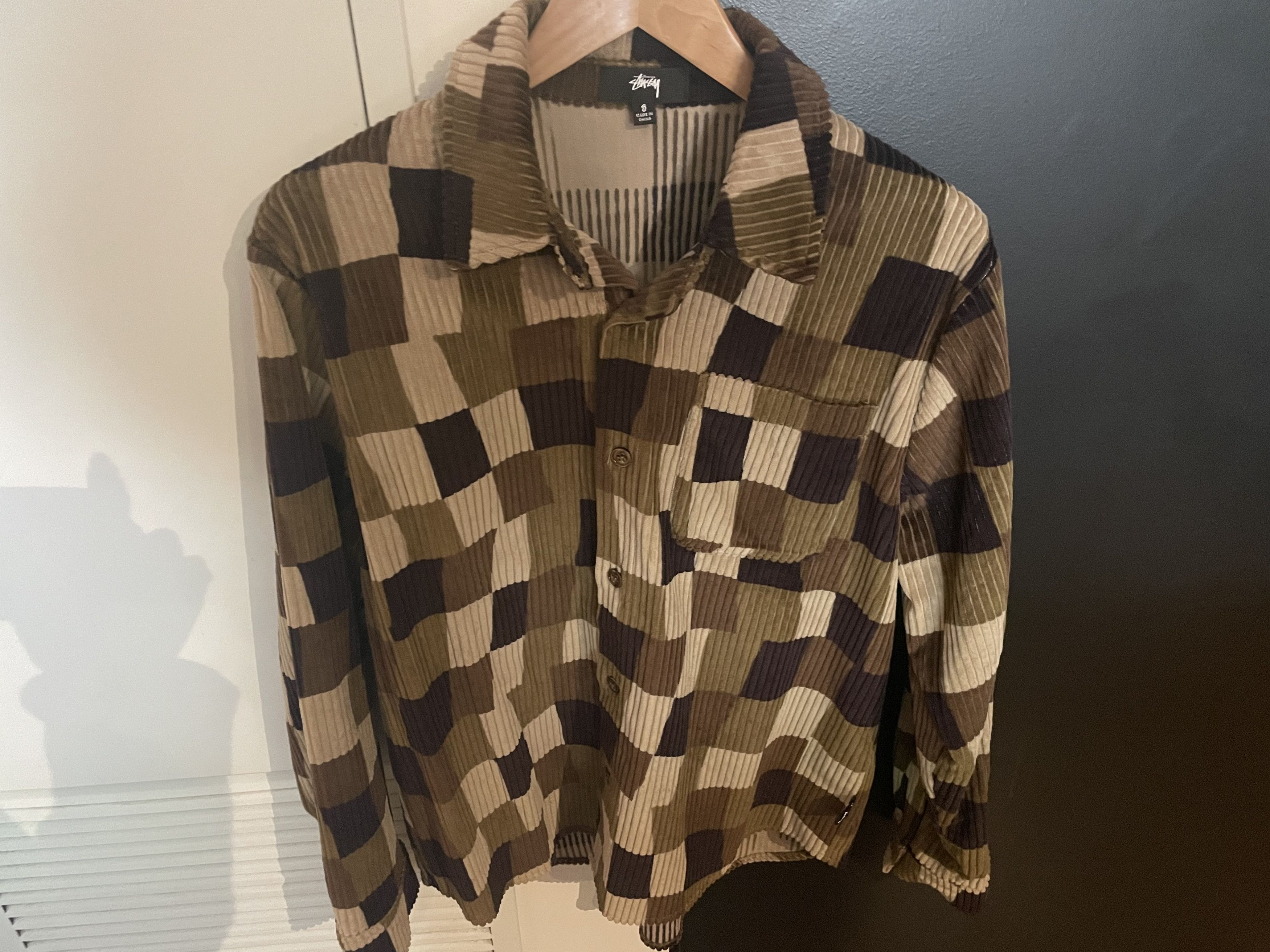 image of Stussy Wobbly Check Shirt in Brown/Tan, Men's (Size Small)